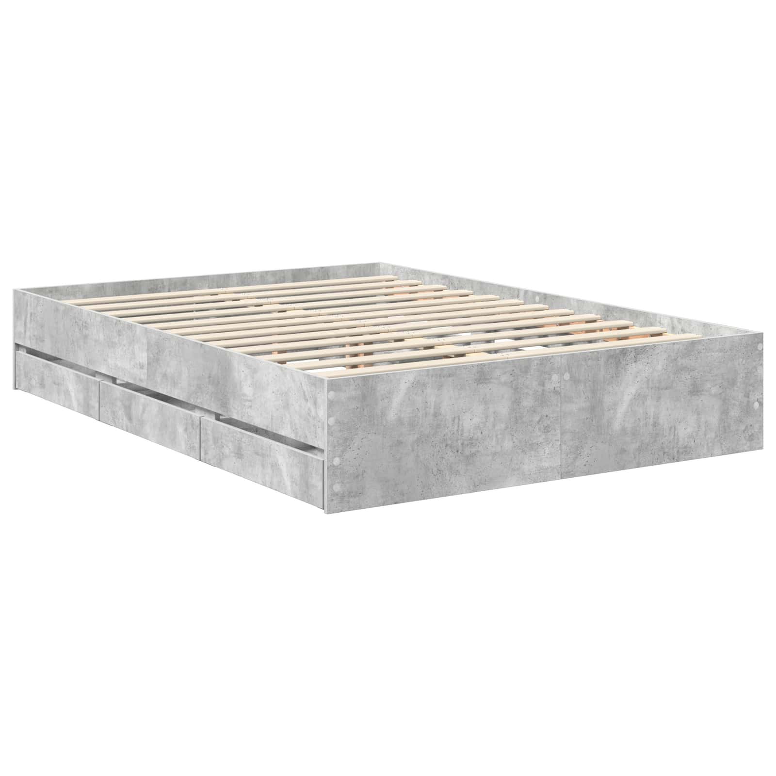 Cadre de lit Gris béton 135 x 190 cm Bois Ingénierie - XIOS