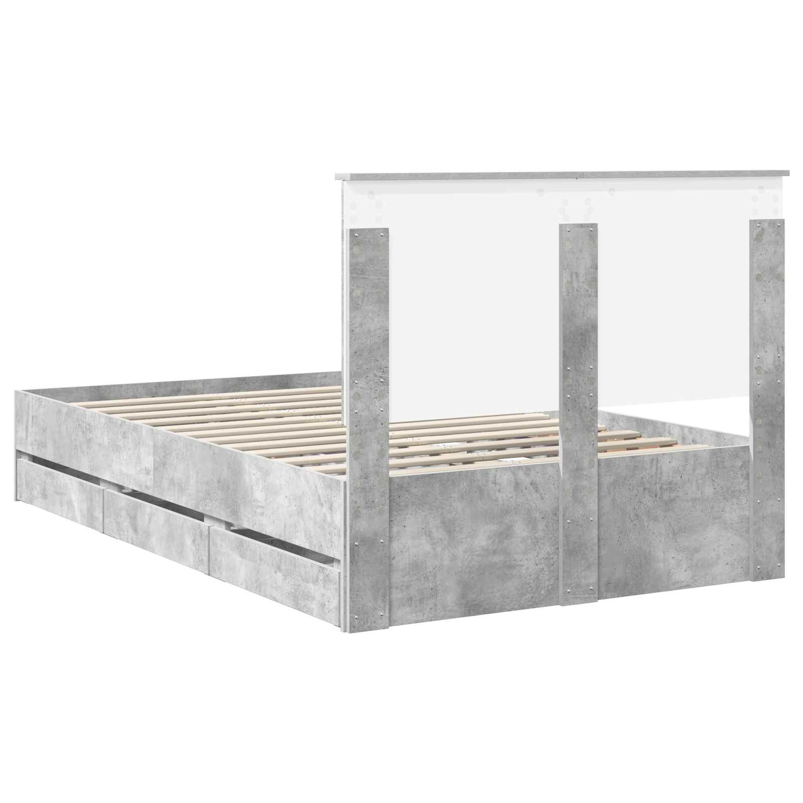 Cadre de lit Gris béton 135 x 190 cm Bois Ingénierie - XIOS