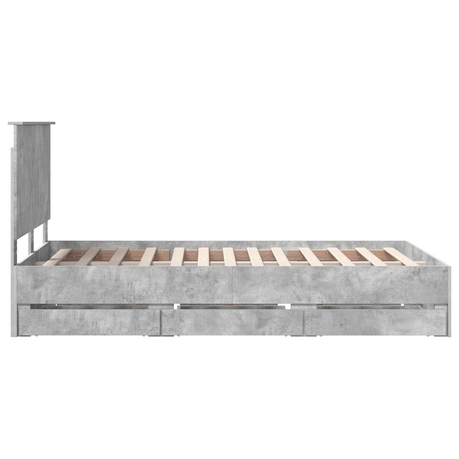 Cadre de lit Gris béton 135 x 190 cm Bois Ingénierie - XIOS