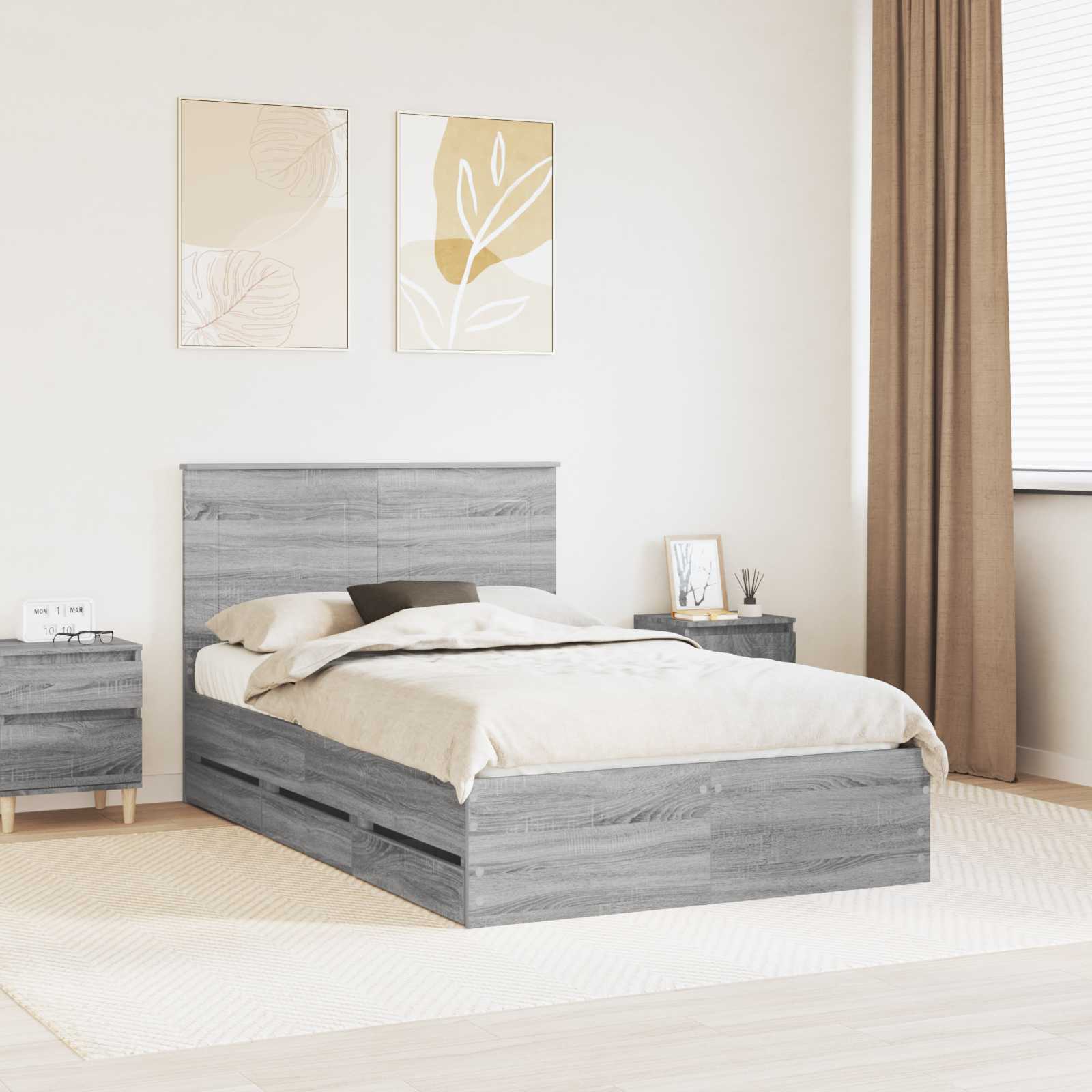 Cadre de lit Gris Sonoma 120 x 190 cm Bois Ingénierie - XIOS