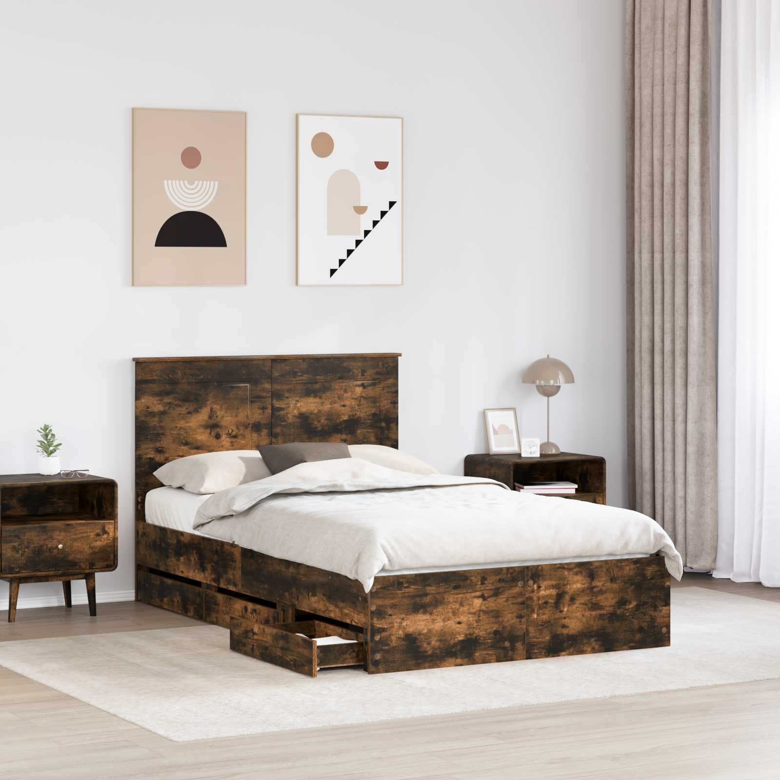 Cadre de lit Chêne fumé 120 x 200 cm Bois Ingénierie - XIOS