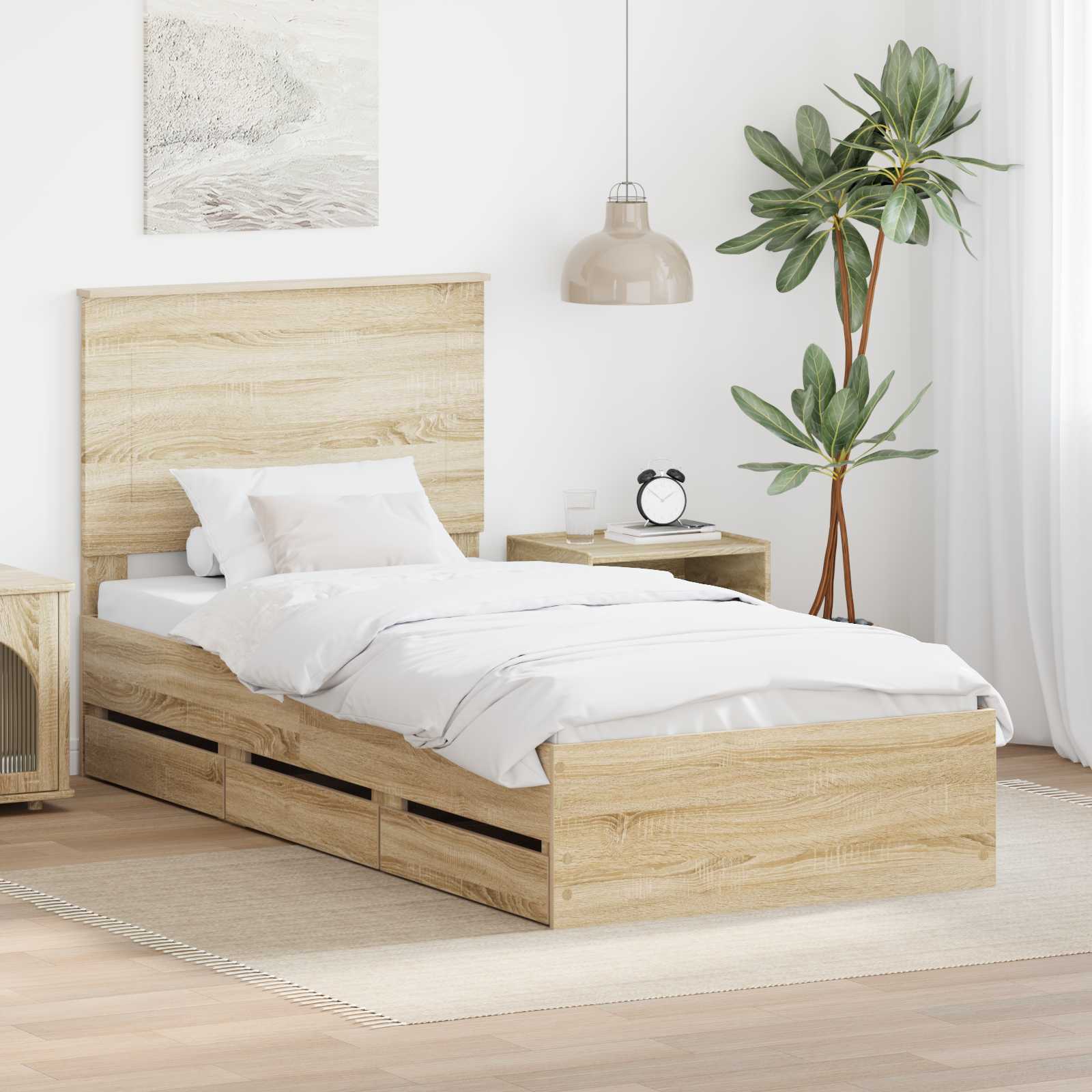 Cadre de lit Chêne Sonoma 100 x 200 cm Bois Ingénierie - XIOS