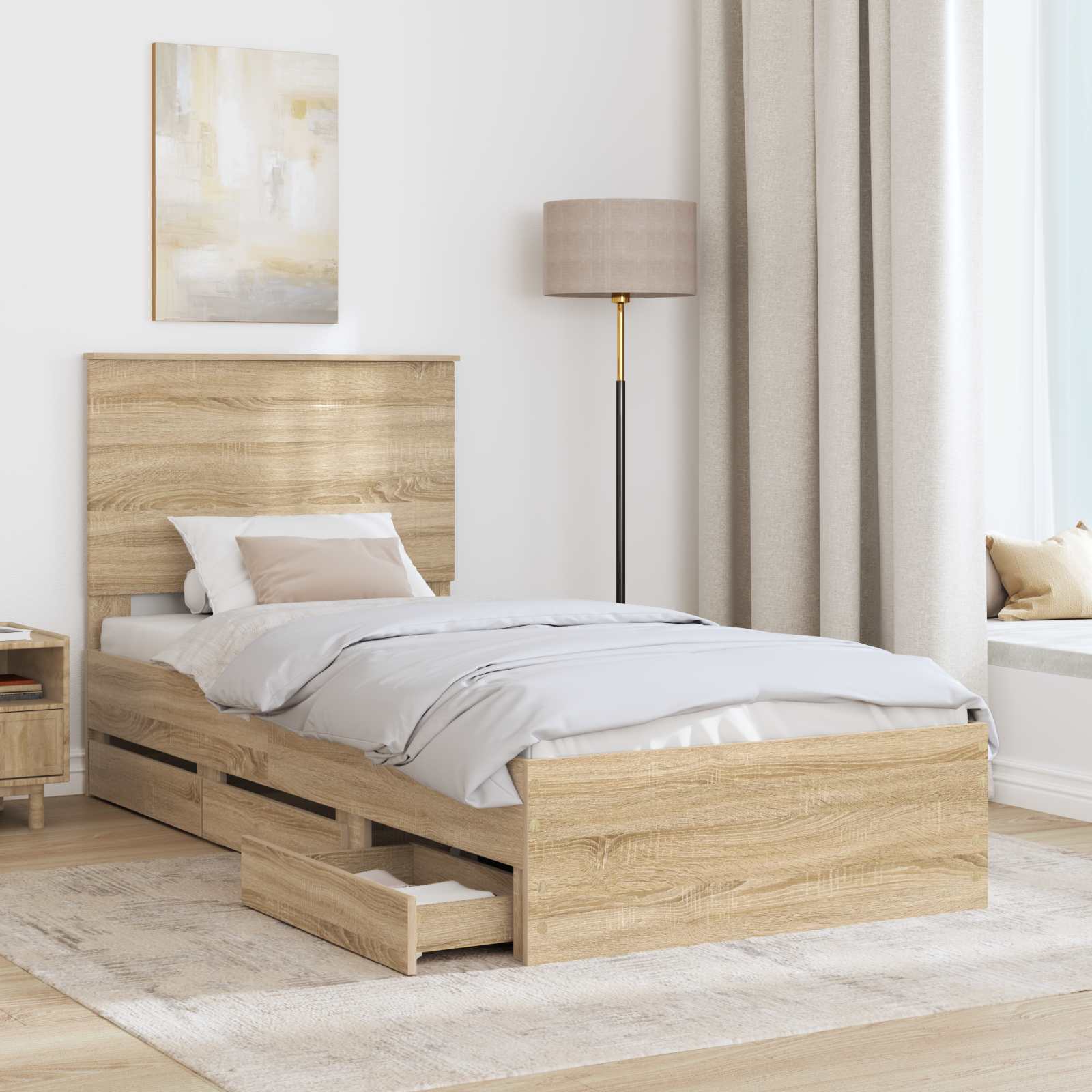 Cadre de lit Chêne Sonoma 100 x 200 cm Bois Ingénierie - XIOS