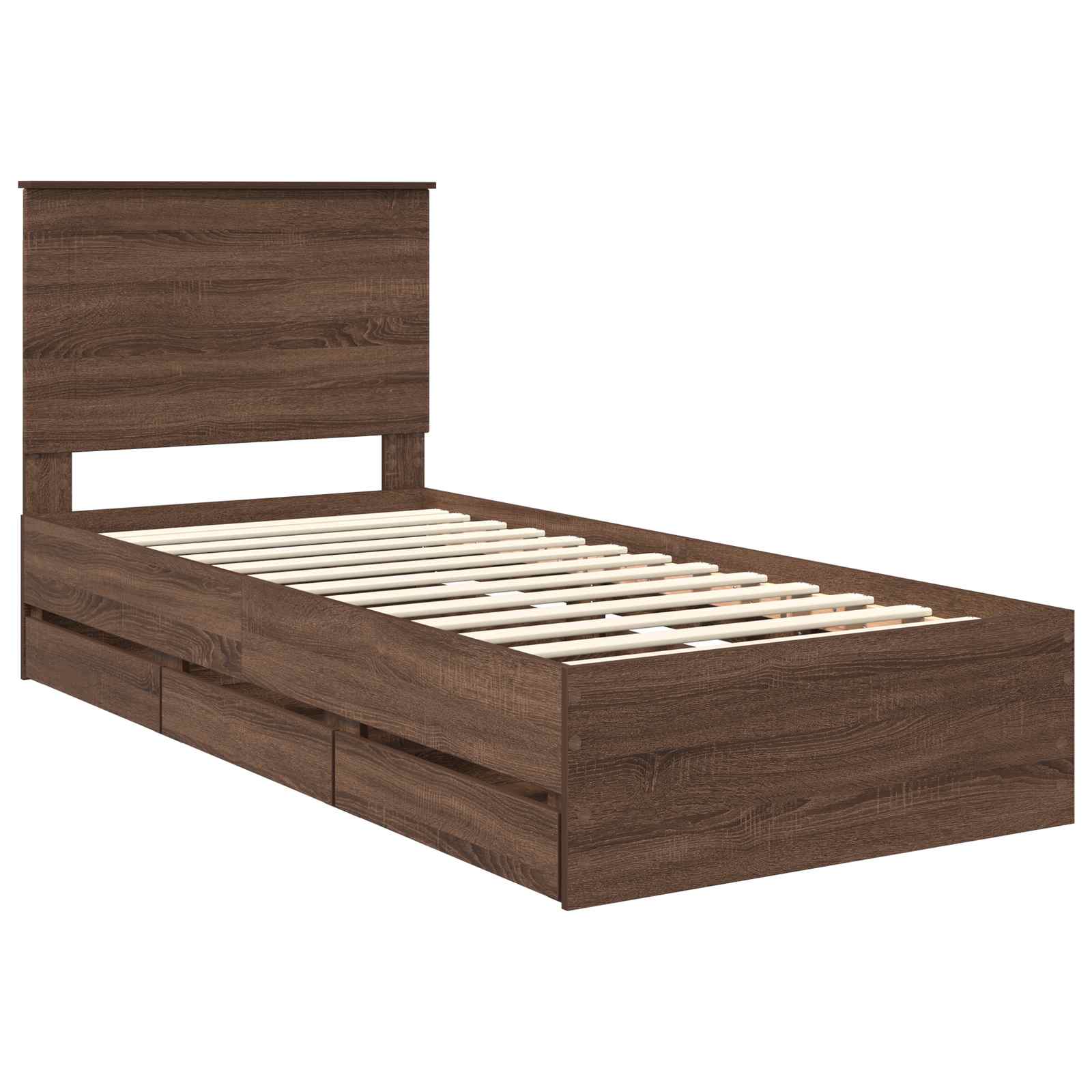 Cadre de lit avec tiroir Chêne brun 90 x 190 cm Bois Ingénierie - XIOS