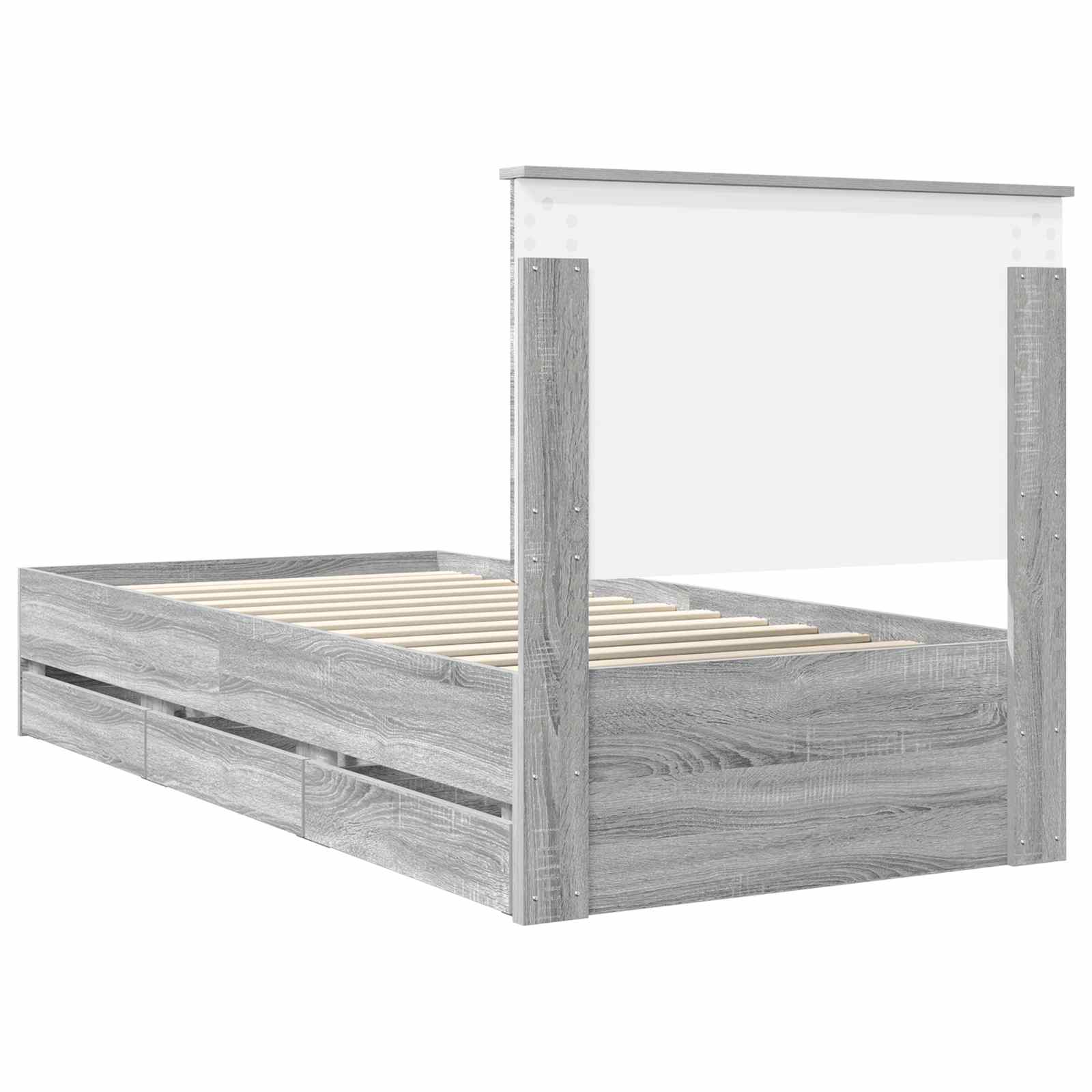 Cadre de lit Gris Sonoma 90 x 200 cm Bois Ingénierie - XIOS