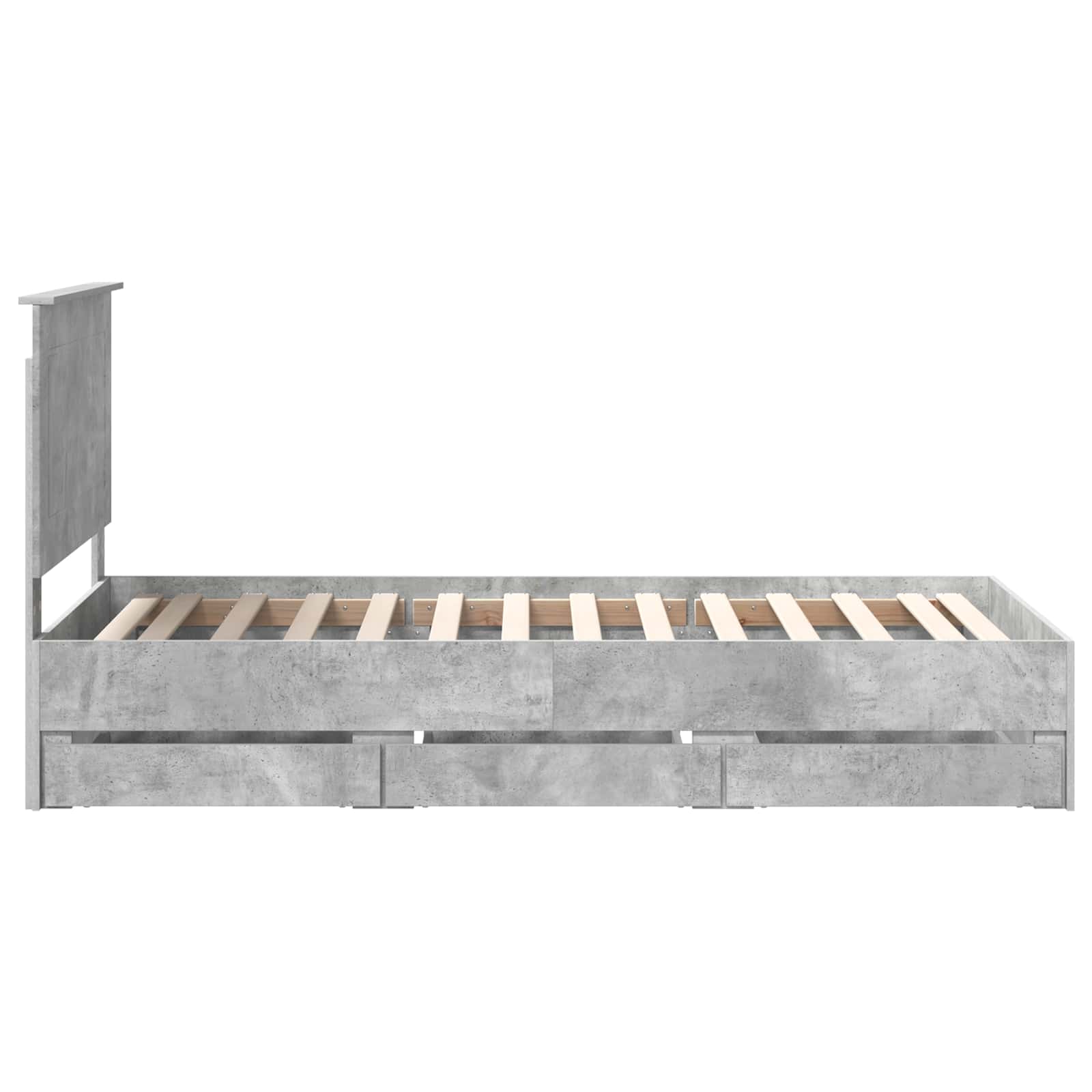 Cadre de lit avec tiroir Gris béton 75 x 190 cm Bois Ingénierie