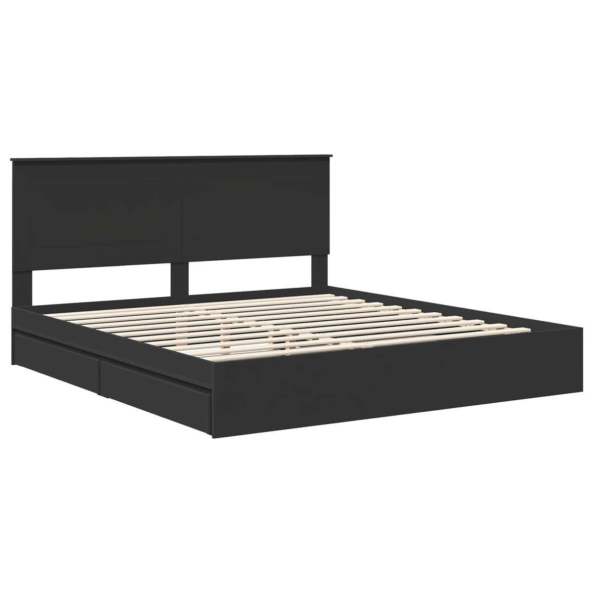 Lit de Rangement Noir 200 x 200 cm Bois d'ingénierie