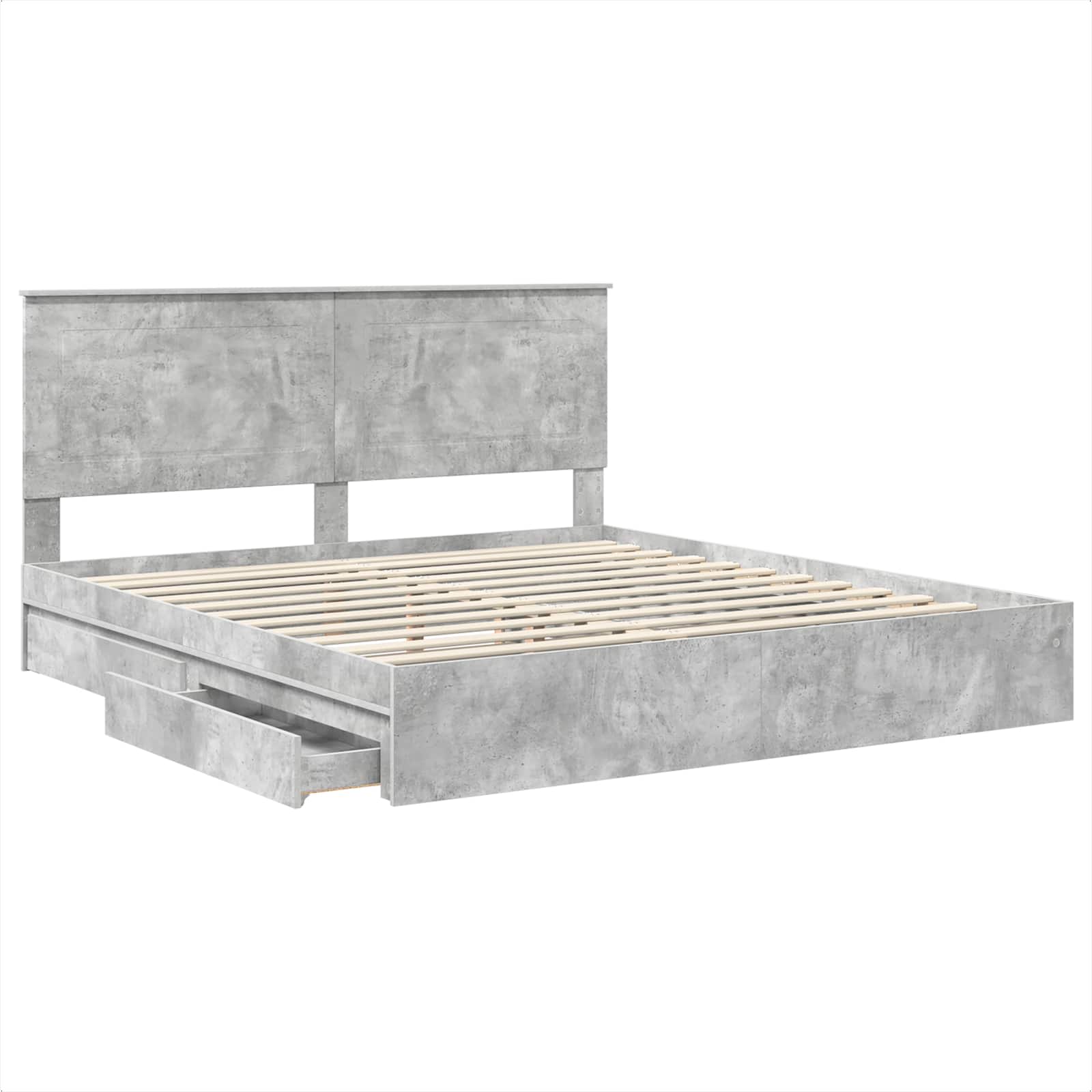 Lit de Rangement Gris béton 200 x 200 cm Bois d'ingénierie - XIOS