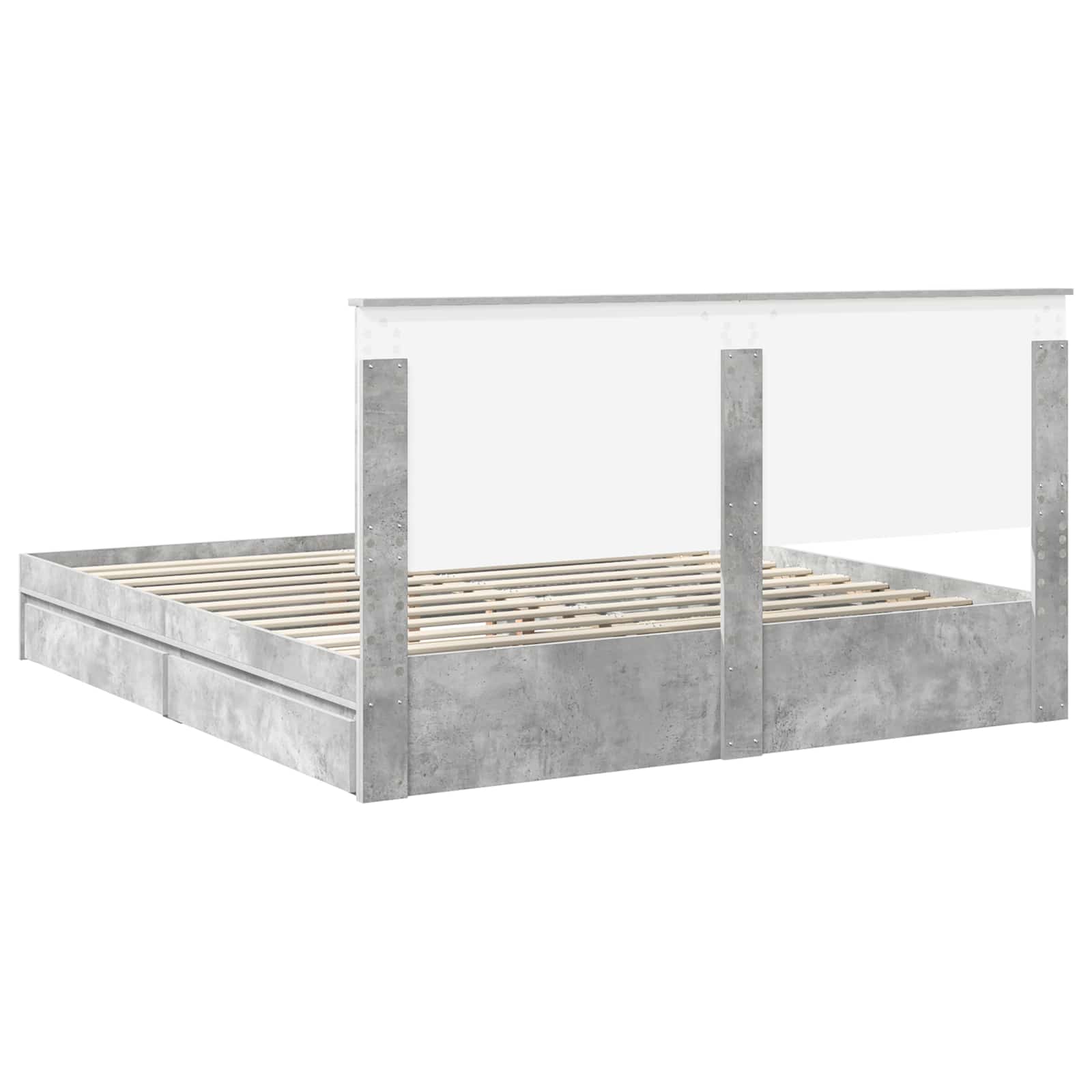 Lit de Rangement Gris béton 200 x 200 cm Bois d'ingénierie - XIOS