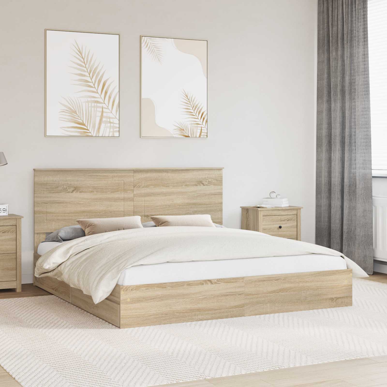 Lit de Rangement Chêne Sonoma 180 x 200 cm Bois d'ingénierie - XIOS