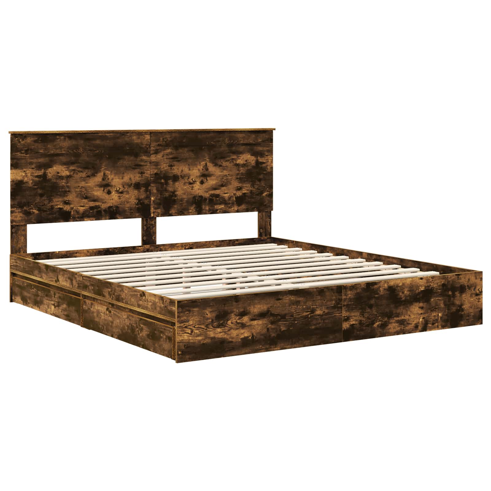 Lit de Rangement Chêne fumé 180 x 200 cm Bois d'ingénierie - XIOS