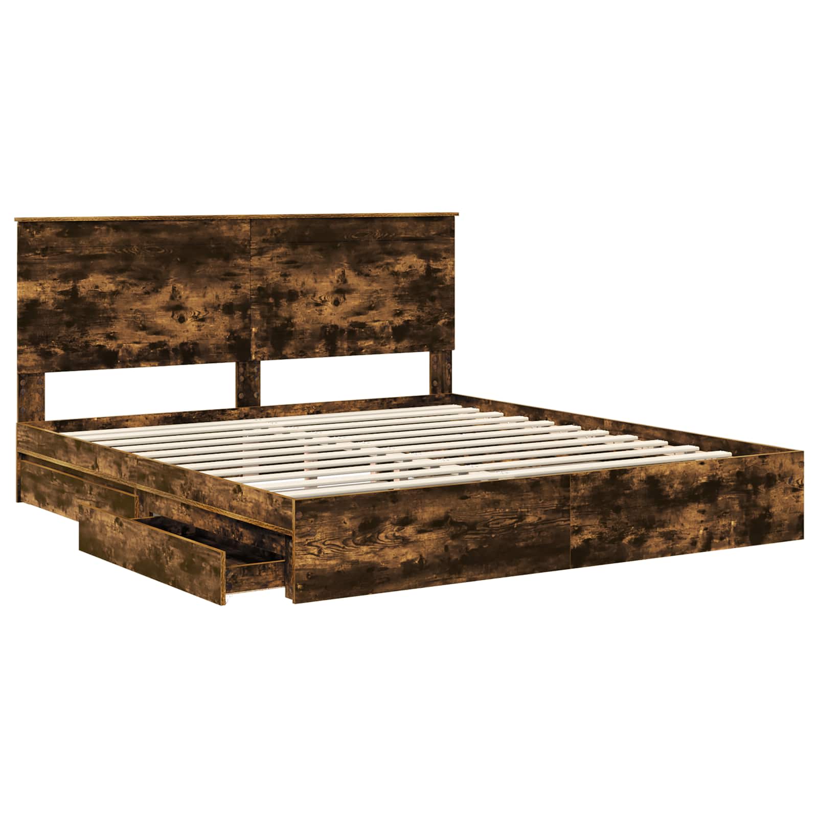 Lit de Rangement Chêne fumé 180 x 200 cm Bois d'ingénierie - XIOS