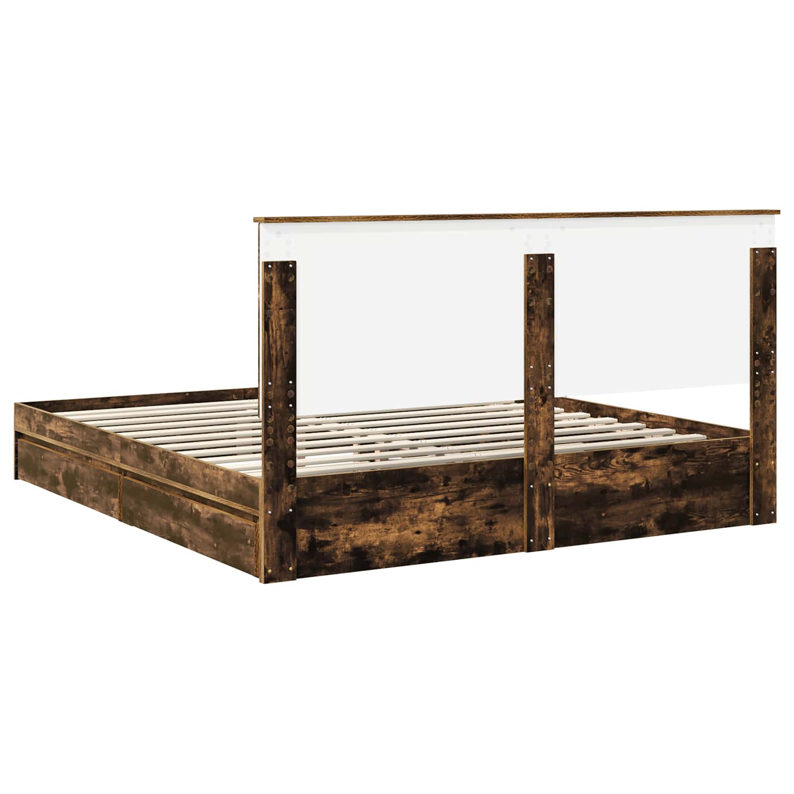 Lit de Rangement Chêne fumé 180 x 200 cm Bois d'ingénierie - XIOS