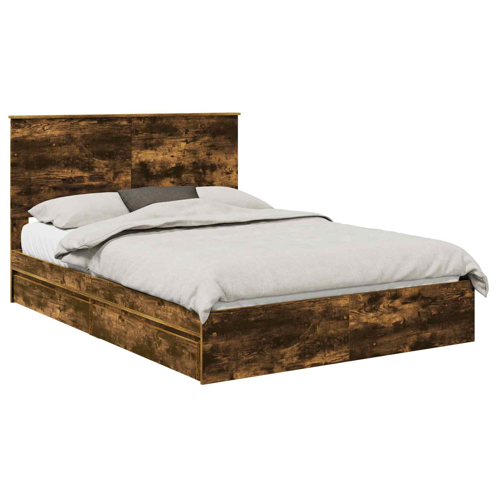 Lit de Rangement Chêne fumé 160 x 200 cm Bois d'ingénierie - XIOS