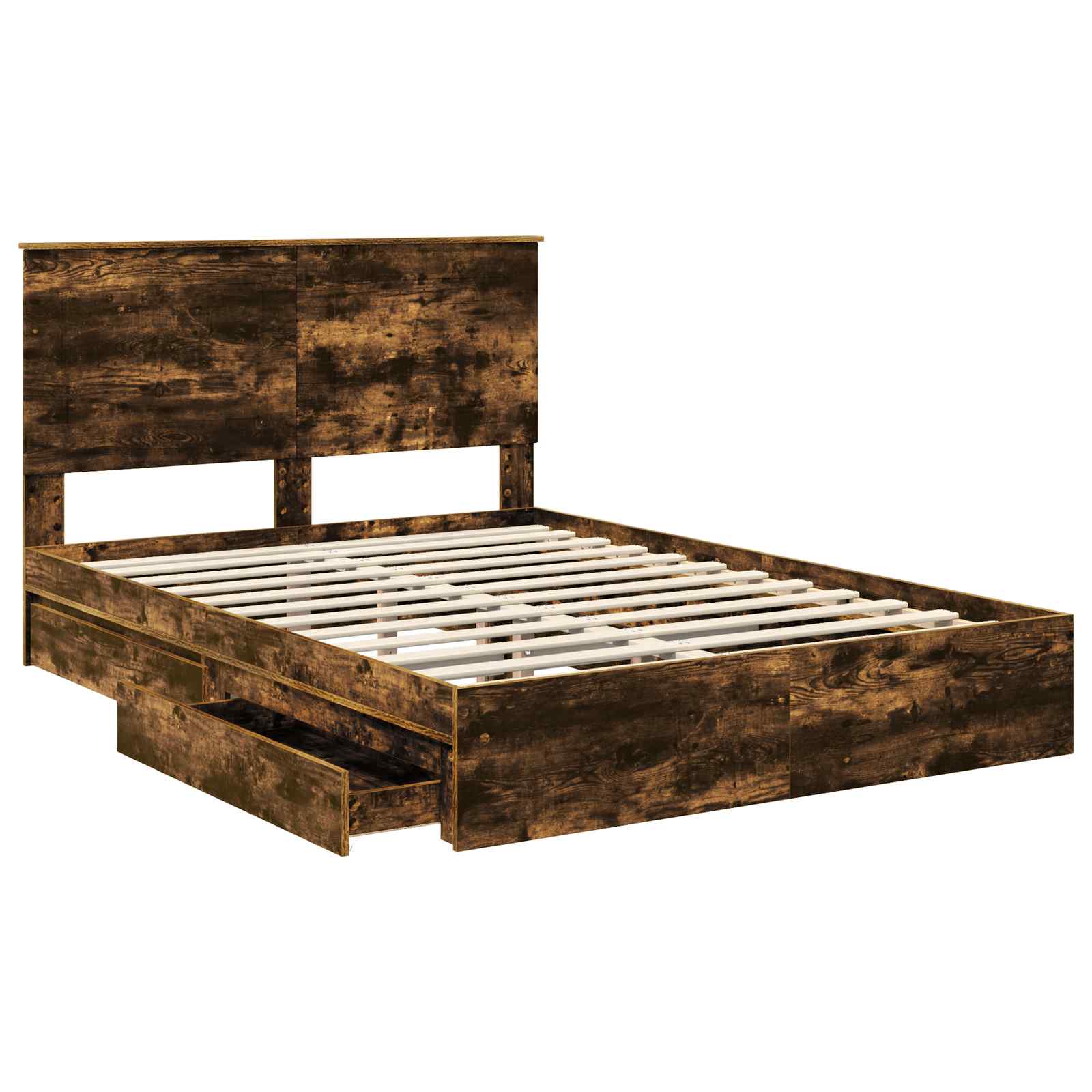 Lit de Rangement Chêne fumé 160 x 200 cm Bois d'ingénierie - XIOS