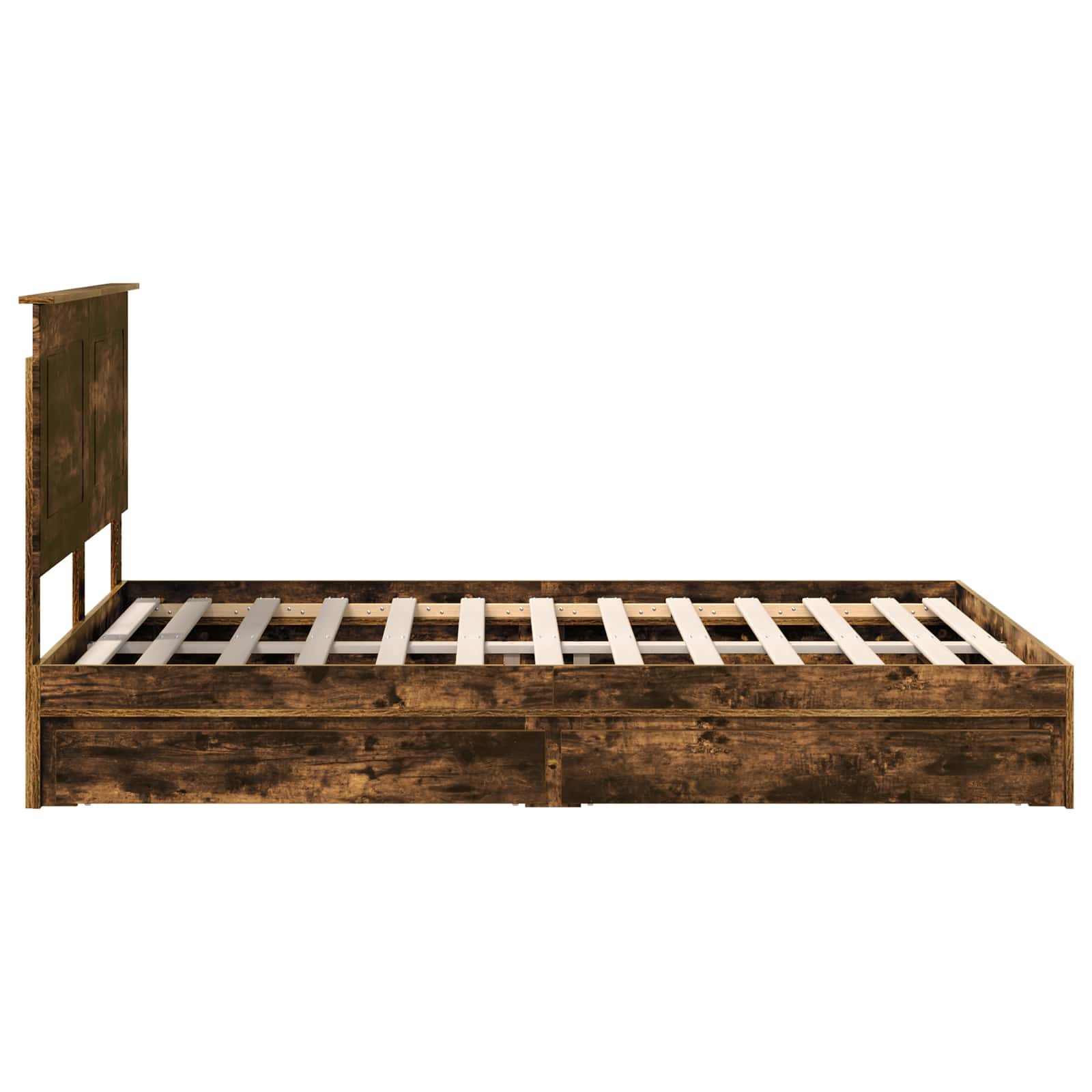Lit de Rangement Chêne fumé 160 x 200 cm Bois d'ingénierie - XIOS