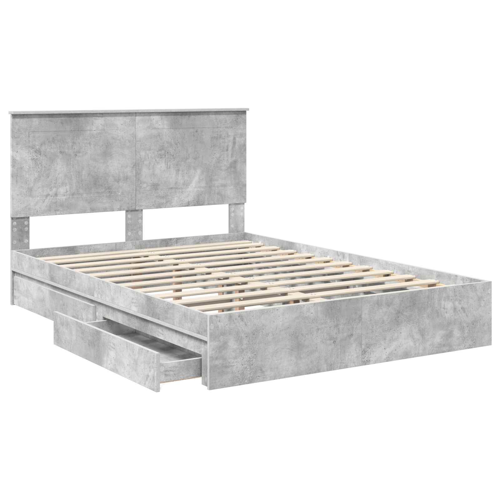 Cadre de lit Gris béton 150 x 200 cm Bois d'ingénierie - XIOS