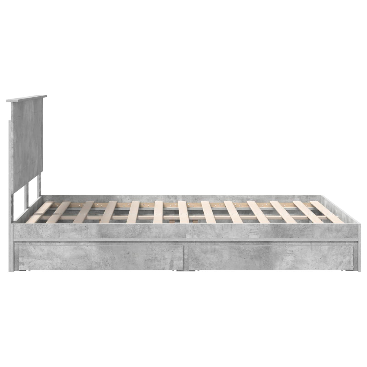 Lit de Rangement Gris béton 150 x 200 cm Bois d'ingénierie