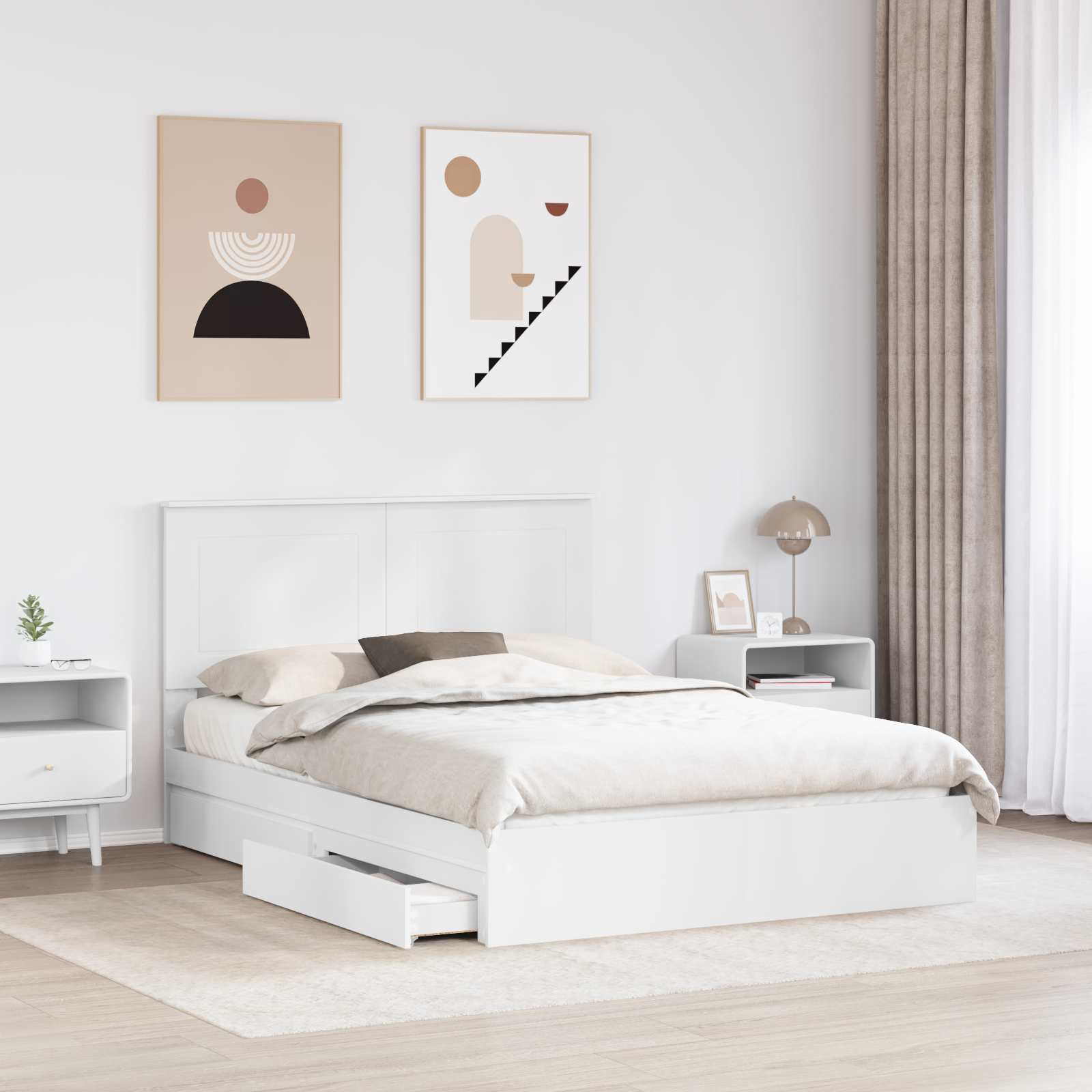 Lit de Rangement Blanc 140 x 200 cm Bois d'ingénierie - XIOS