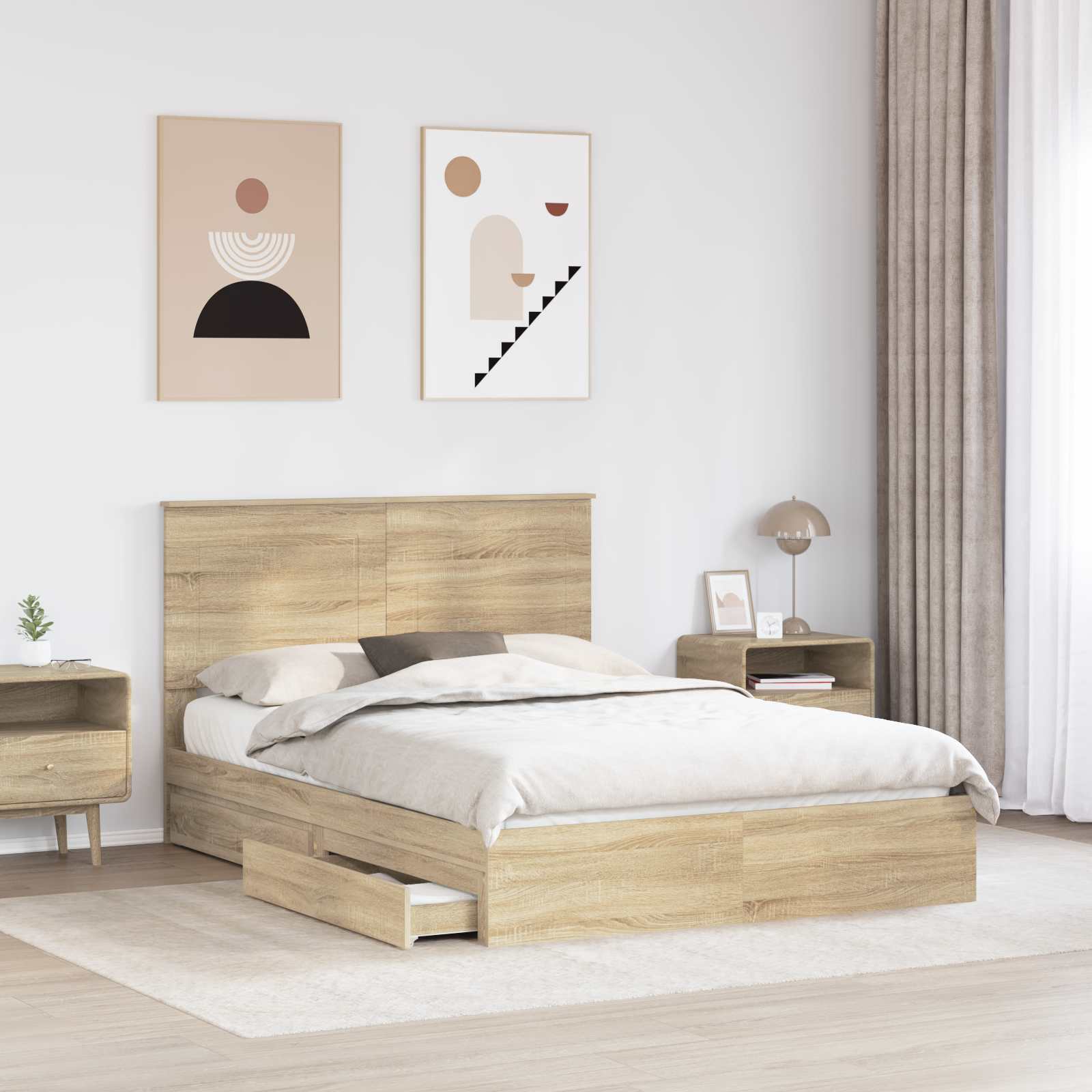 Lit de Rangement Chêne Sonoma 140 x 200 cm Bois d'ingénierie - XIOS