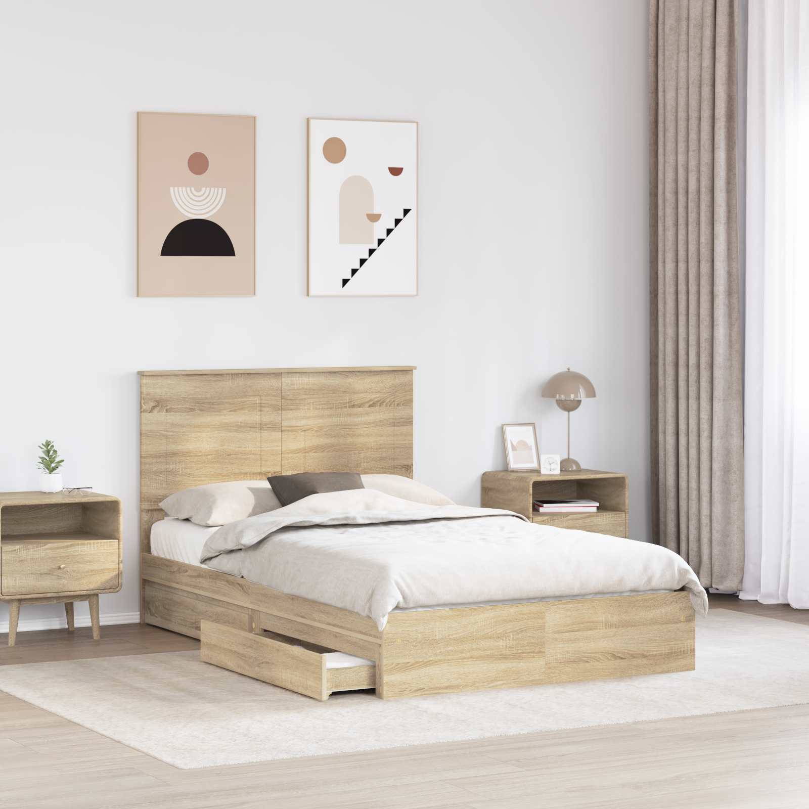 Lit de Rangement Chêne Sonoma 135 x 190 cm Bois d'ingénierie - XIOS
