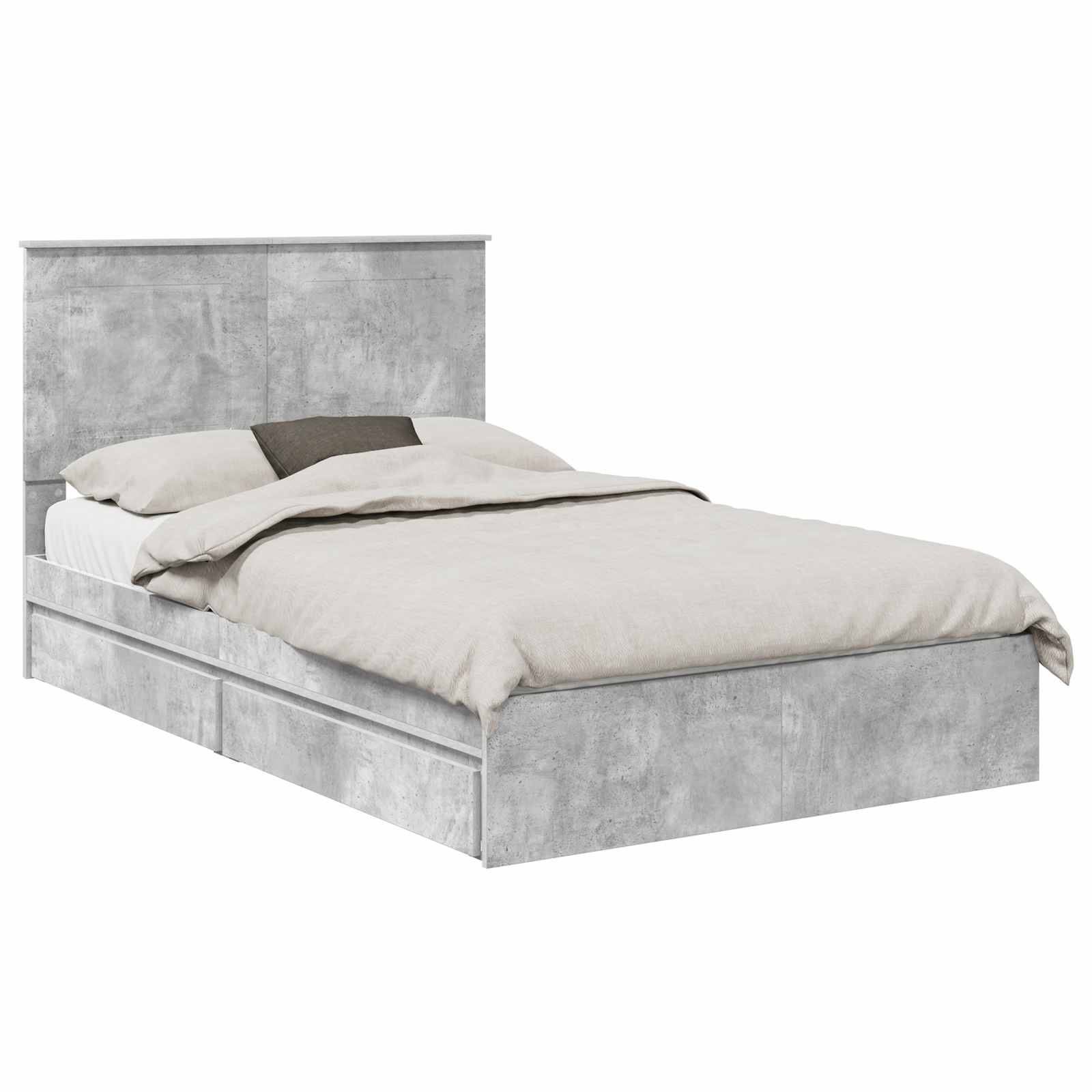 Lit de Rangement Gris béton 135 x 190 cm Bois d'ingénierie - XIOS