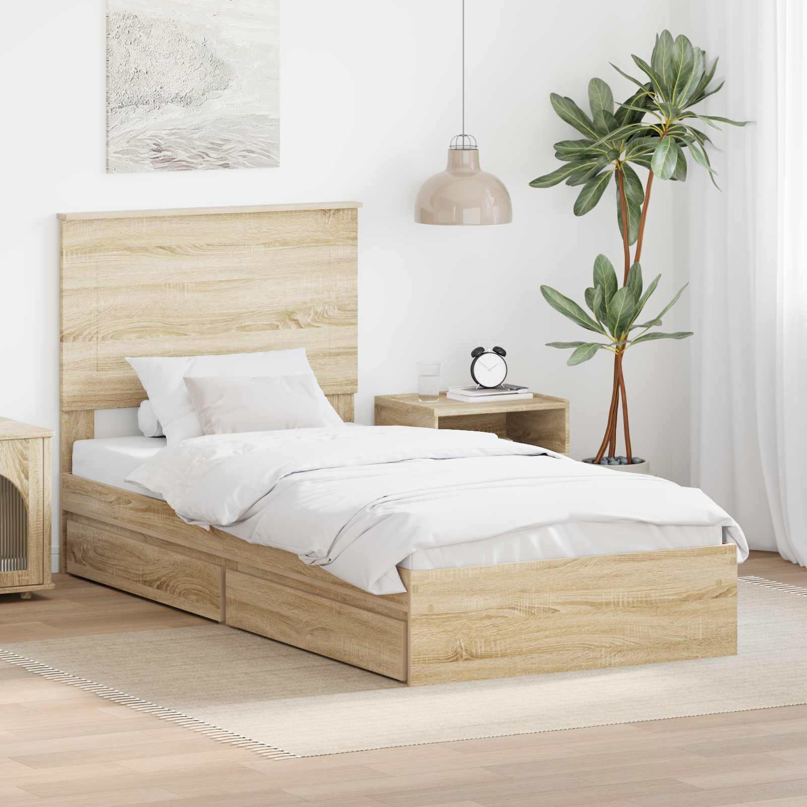 Cadre de lit Chêne Sonoma 100 x 200 cm Bois d'ingénierie - XIOS