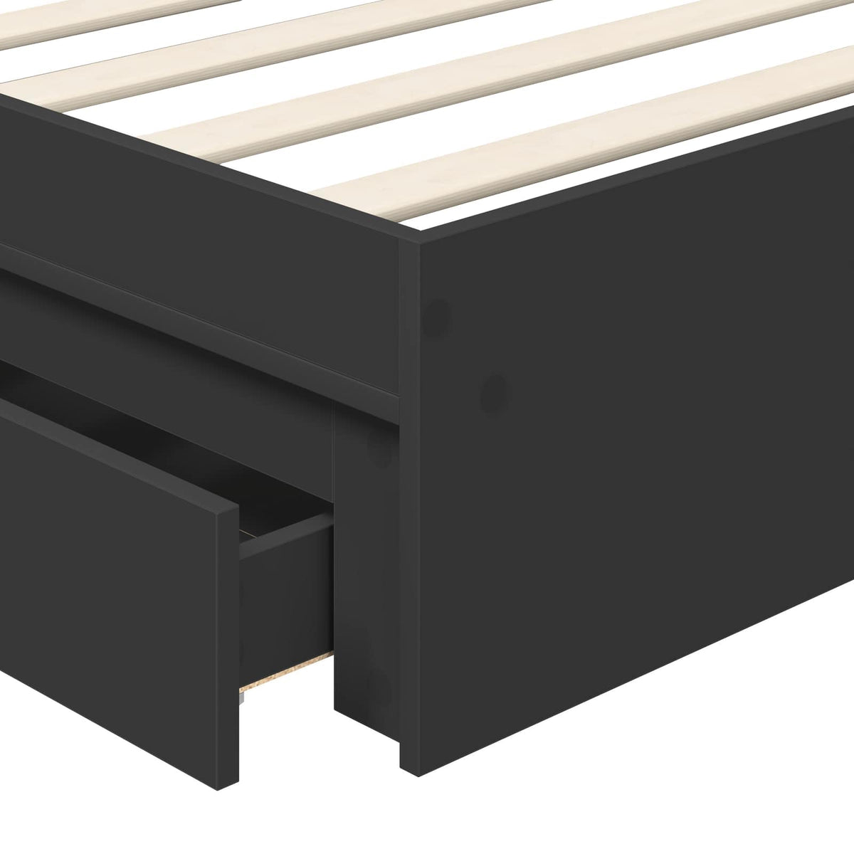 Lit de Rangement Noir 90 x 190 cm Bois d'ingénierie