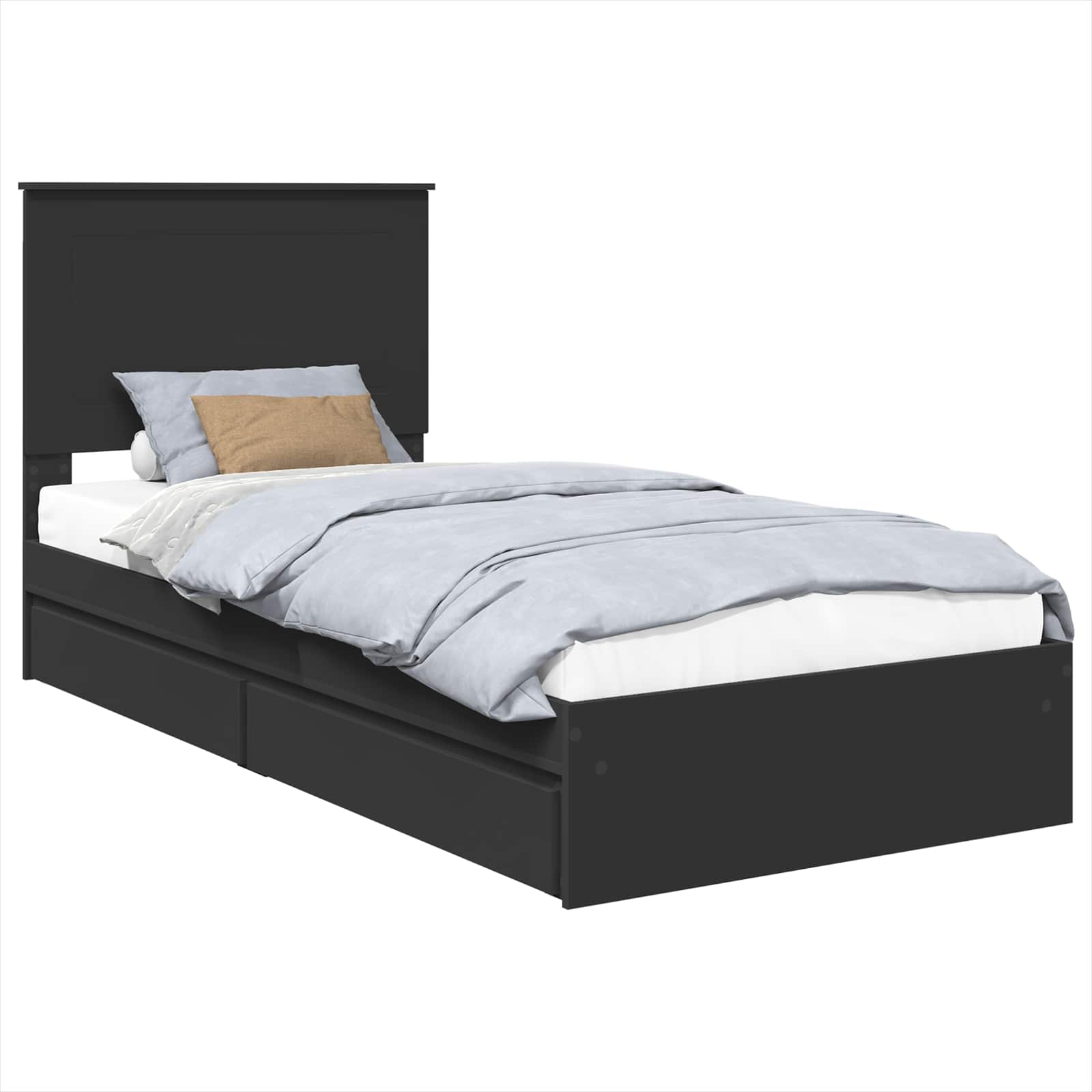 Lit de Rangement avec tiroir Noir 90 x 190 cm Bois d'ingénierie - XIOS