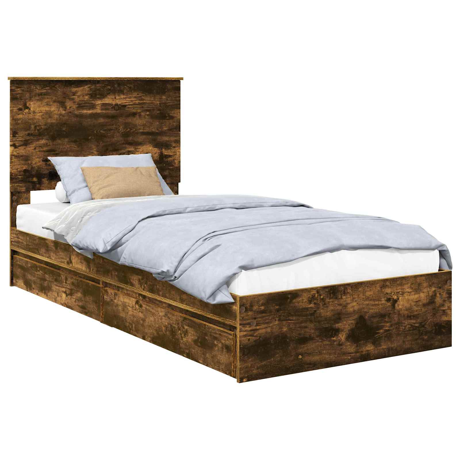 Lit de Rangement Chêne fumé 90 x 200 cm Bois d'ingénierie - XIOS