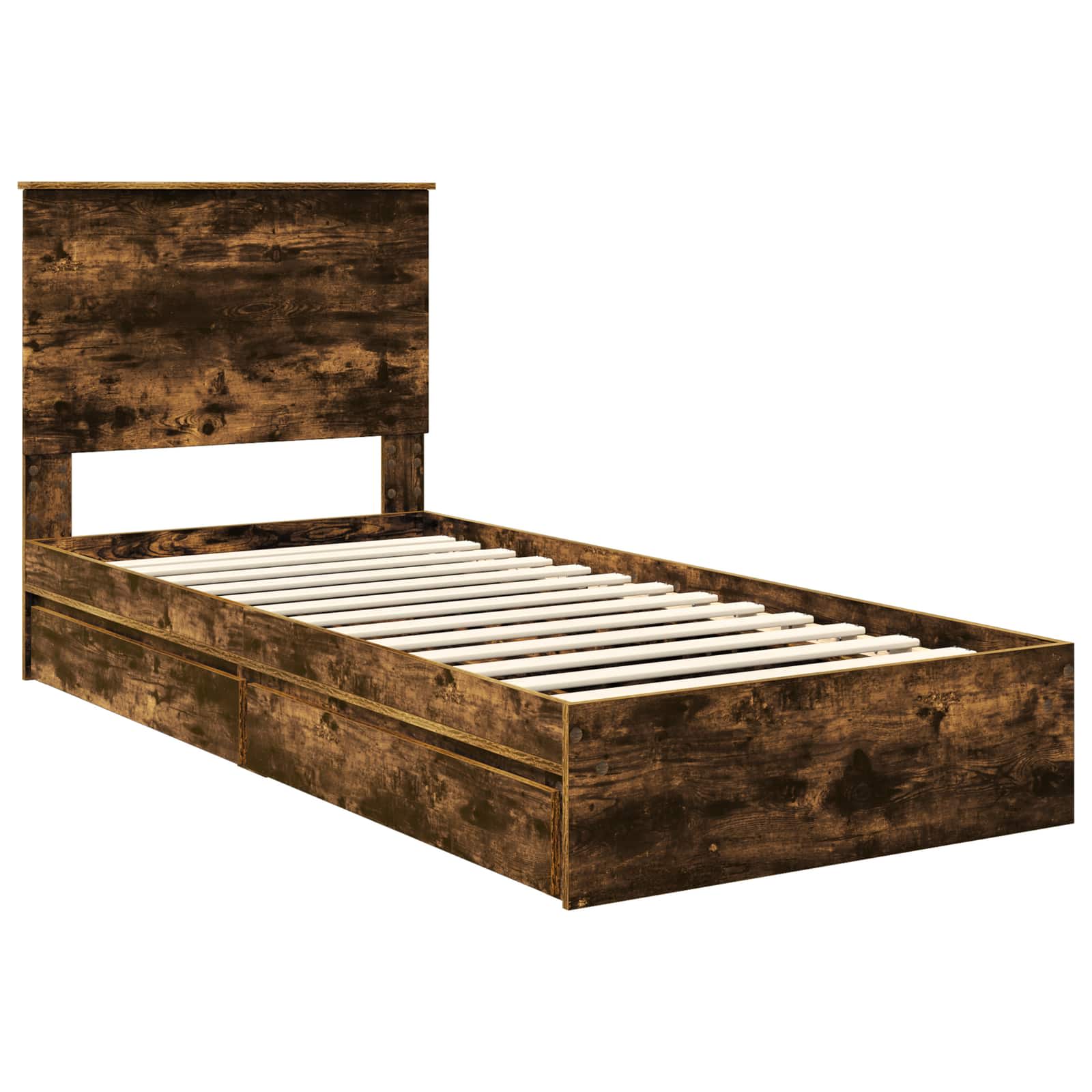 Lit de Rangement Chêne fumé 90 x 200 cm Bois d'ingénierie - XIOS