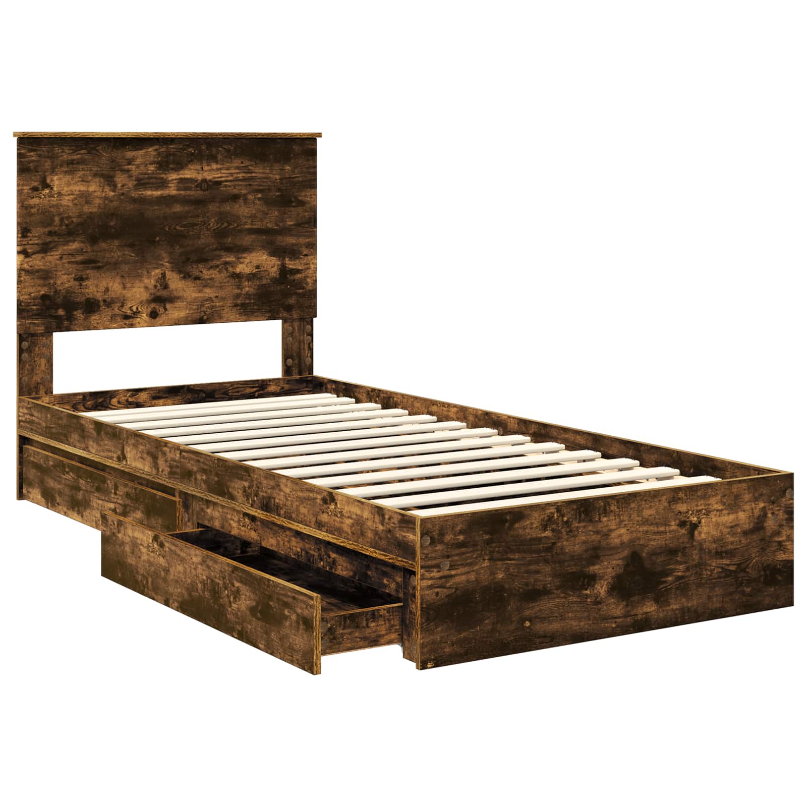 Lit de Rangement Chêne fumé 90 x 200 cm Bois d'ingénierie - XIOS