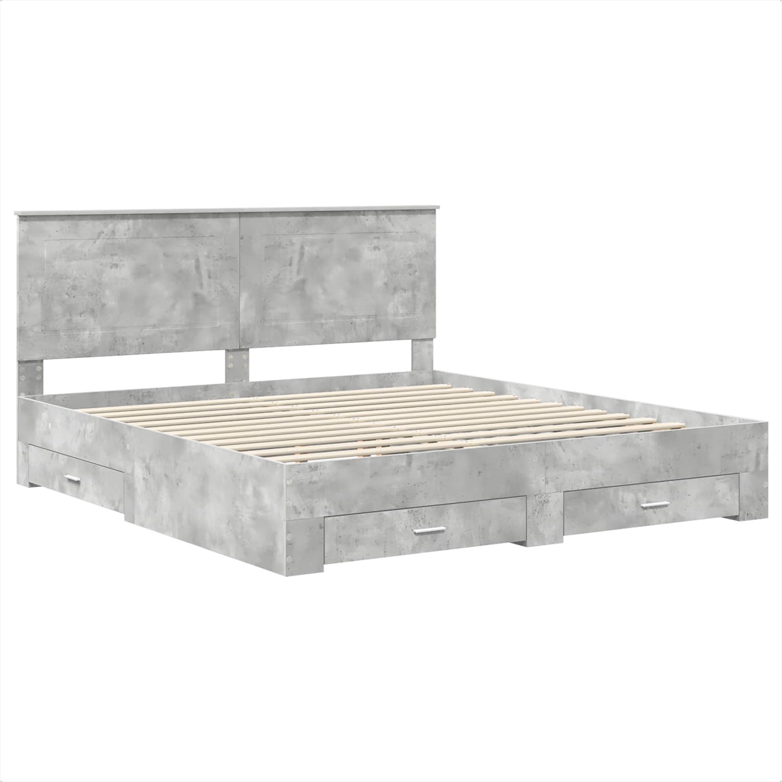 Cadre de lit Gris béton 200 x 200 cm Bois d'ingénierie - XIOS