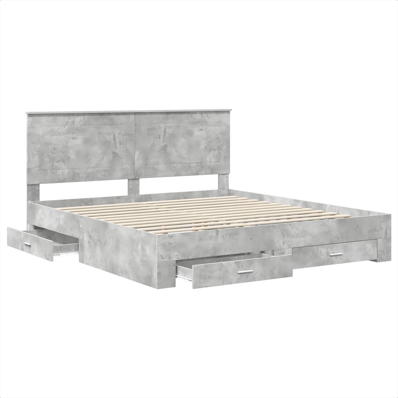 Cadre de lit Gris béton 200 x 200 cm Bois d'ingénierie - XIOS