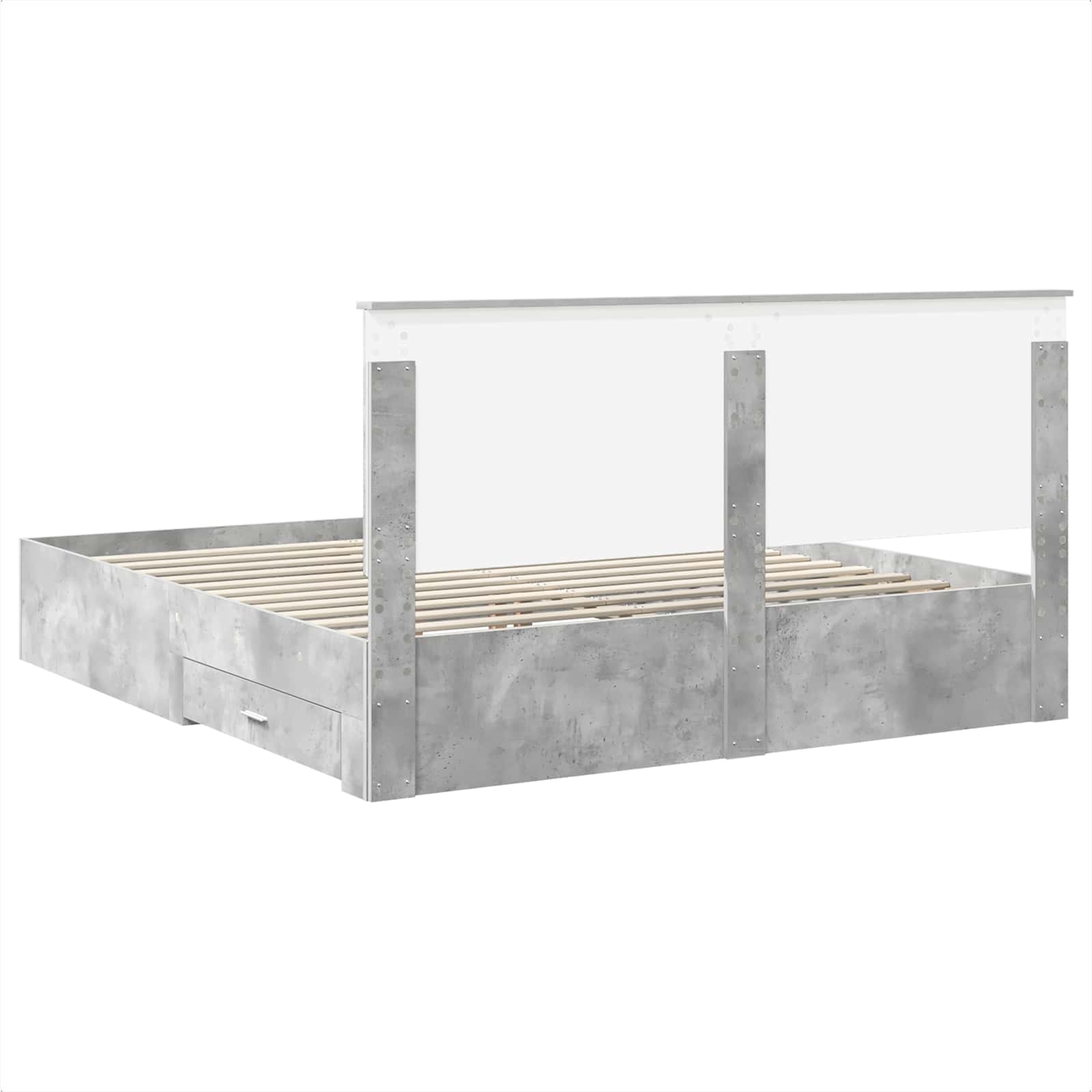 Cadre de lit Gris béton 200 x 200 cm Bois d'ingénierie - XIOS