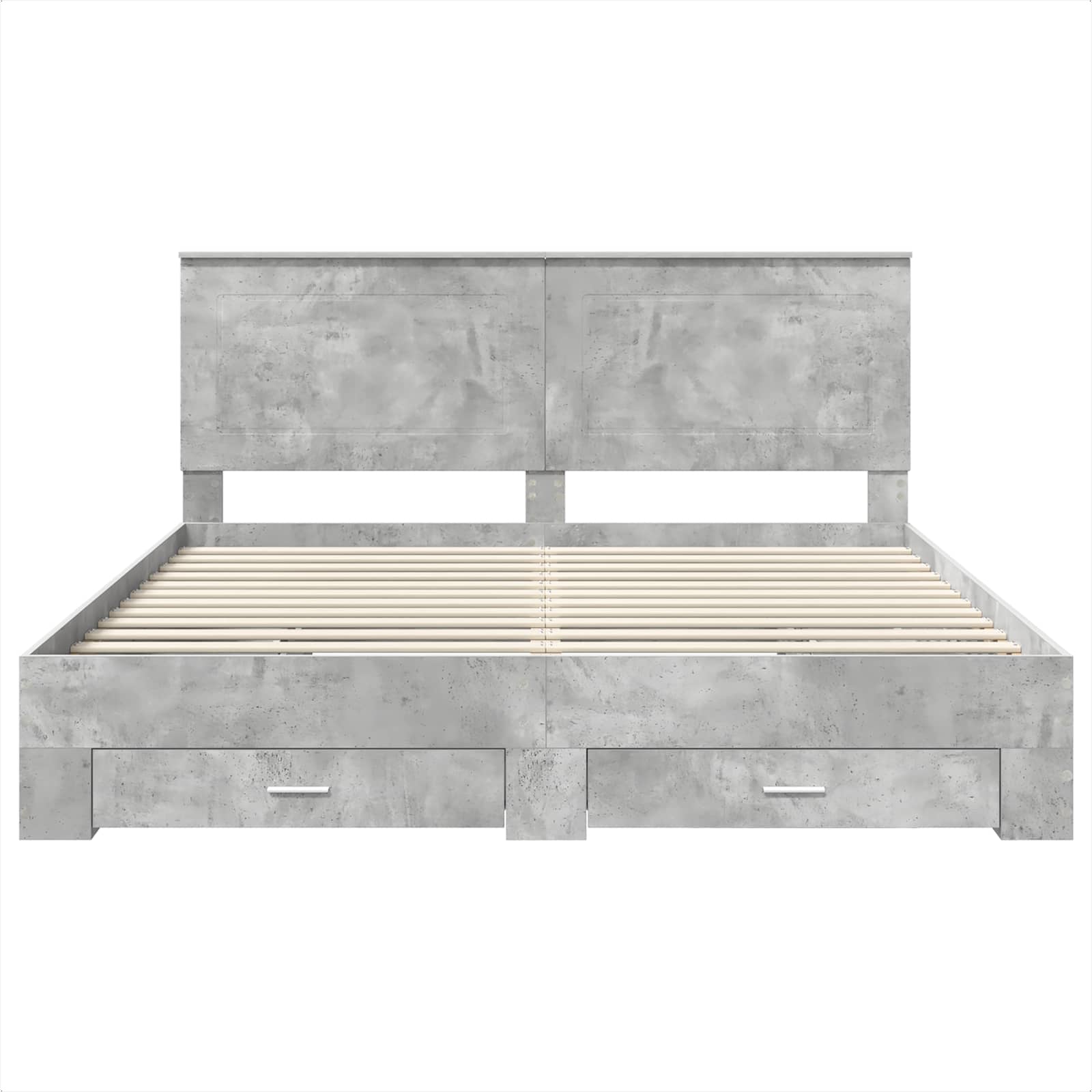 Cadre de lit Gris béton 200 x 200 cm Bois d'ingénierie - XIOS