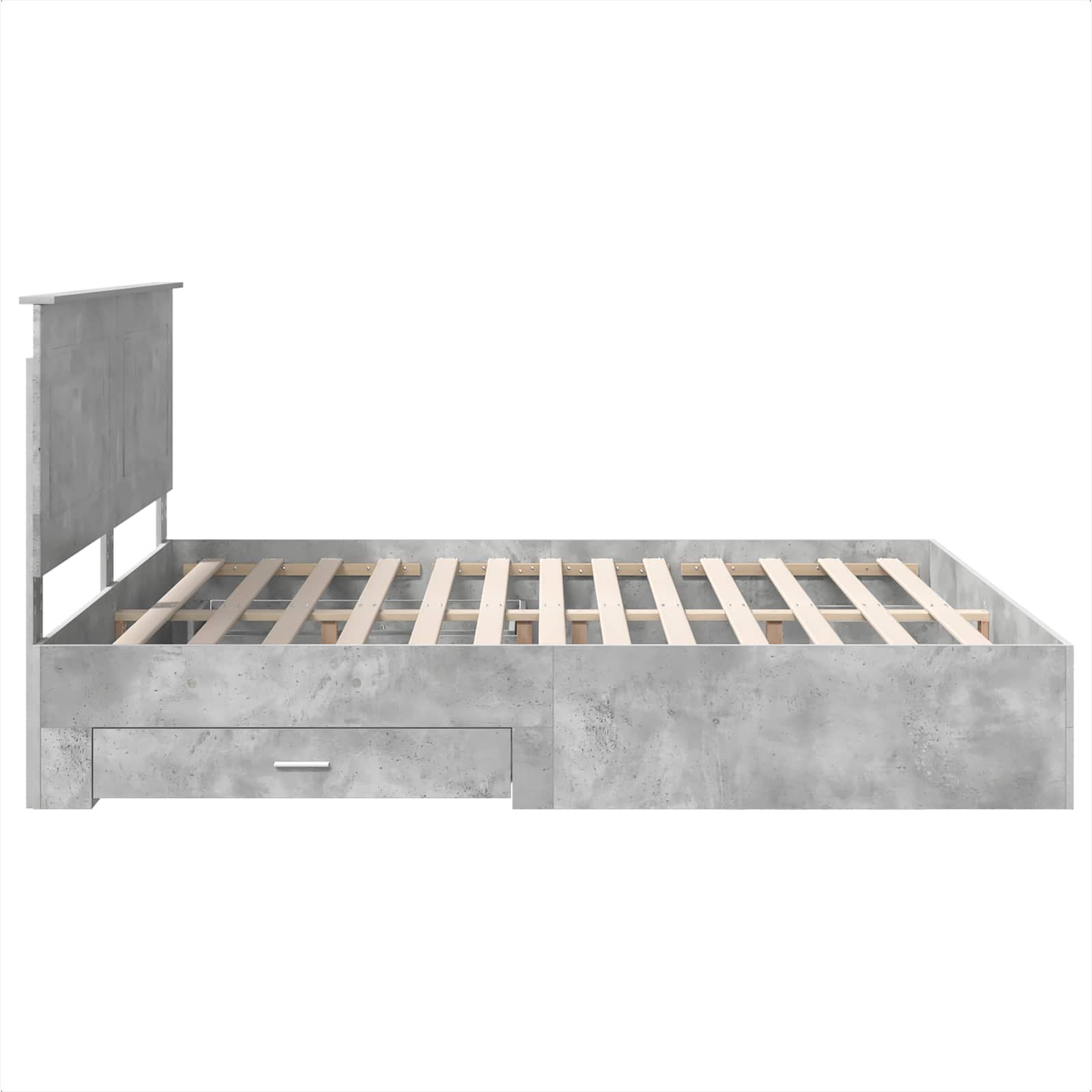 Cadre de lit Gris béton 200 x 200 cm Bois d'ingénierie - XIOS