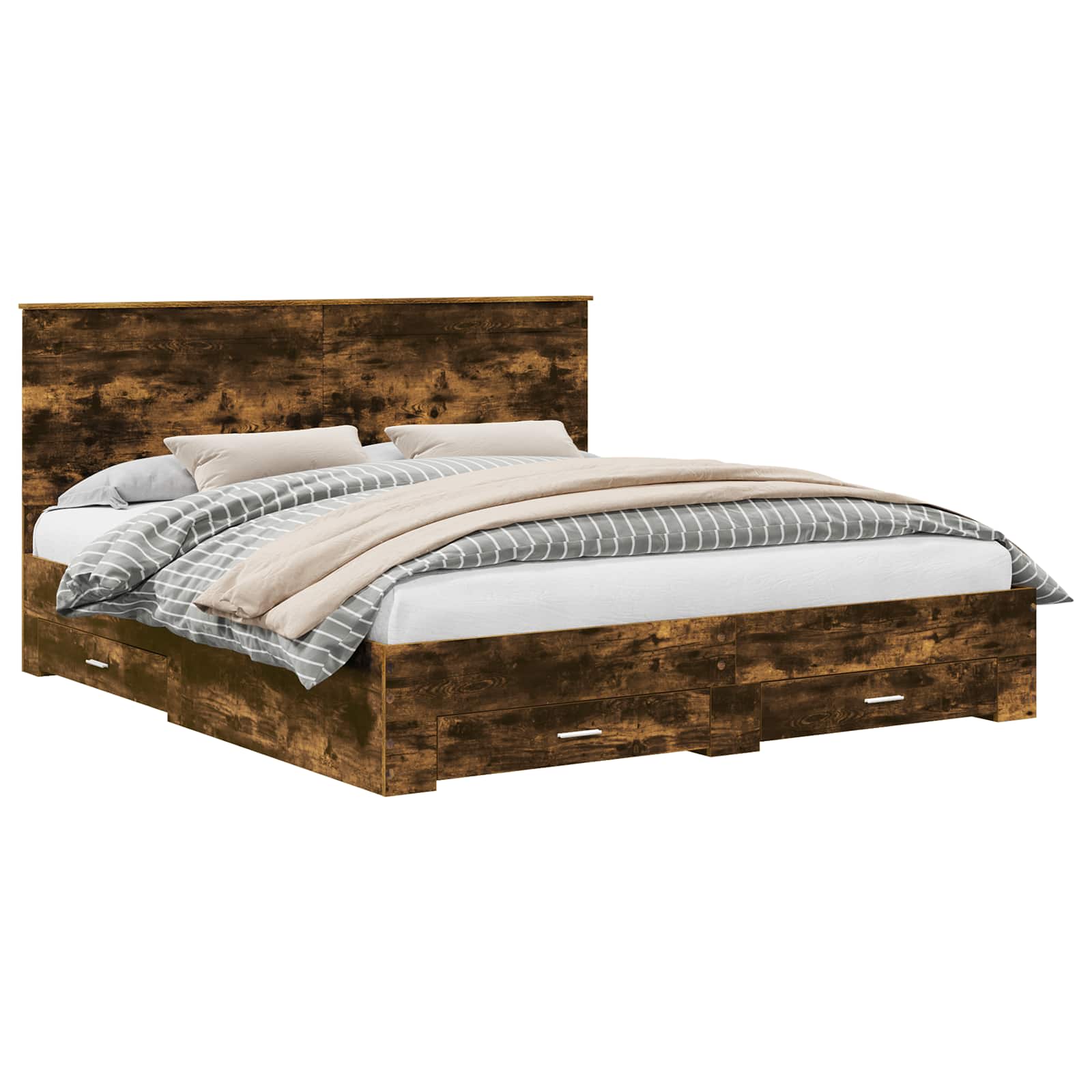 Cadre de lit Chêne fumé 200 x 200 cm Bois d'ingénierie - XIOS