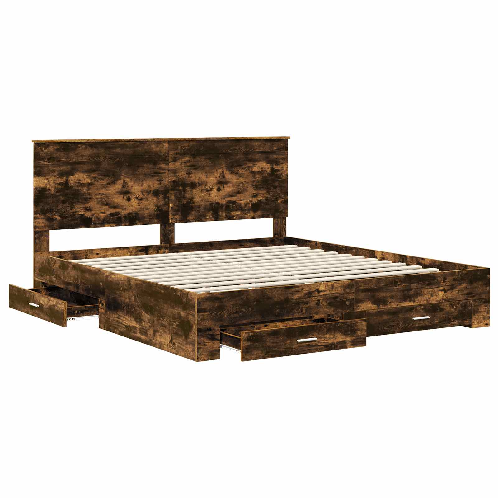 Cadre de lit Chêne fumé 200 x 200 cm Bois d'ingénierie - XIOS