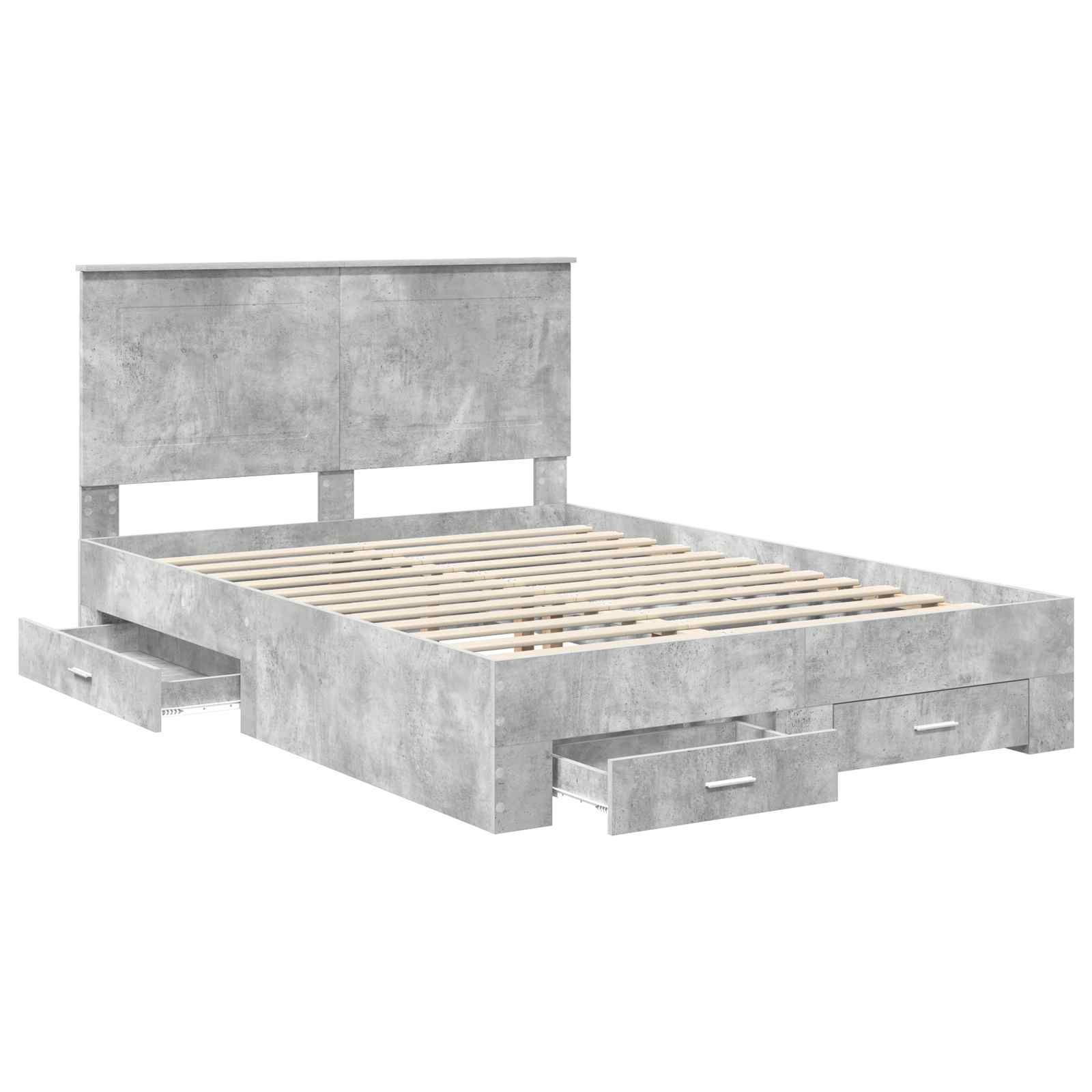 Cadre de lit Gris béton 150 x 200 cm Bois d'ingénierie - XIOS