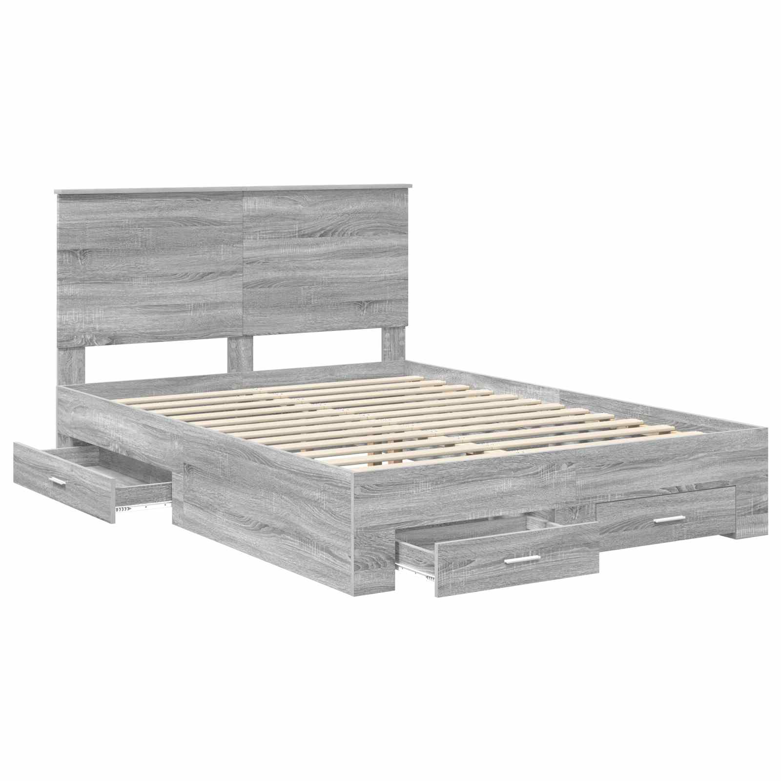 Cadre de lit Gris Sonoma 140 x 190 cm Bois d'ingénierie - XIOS