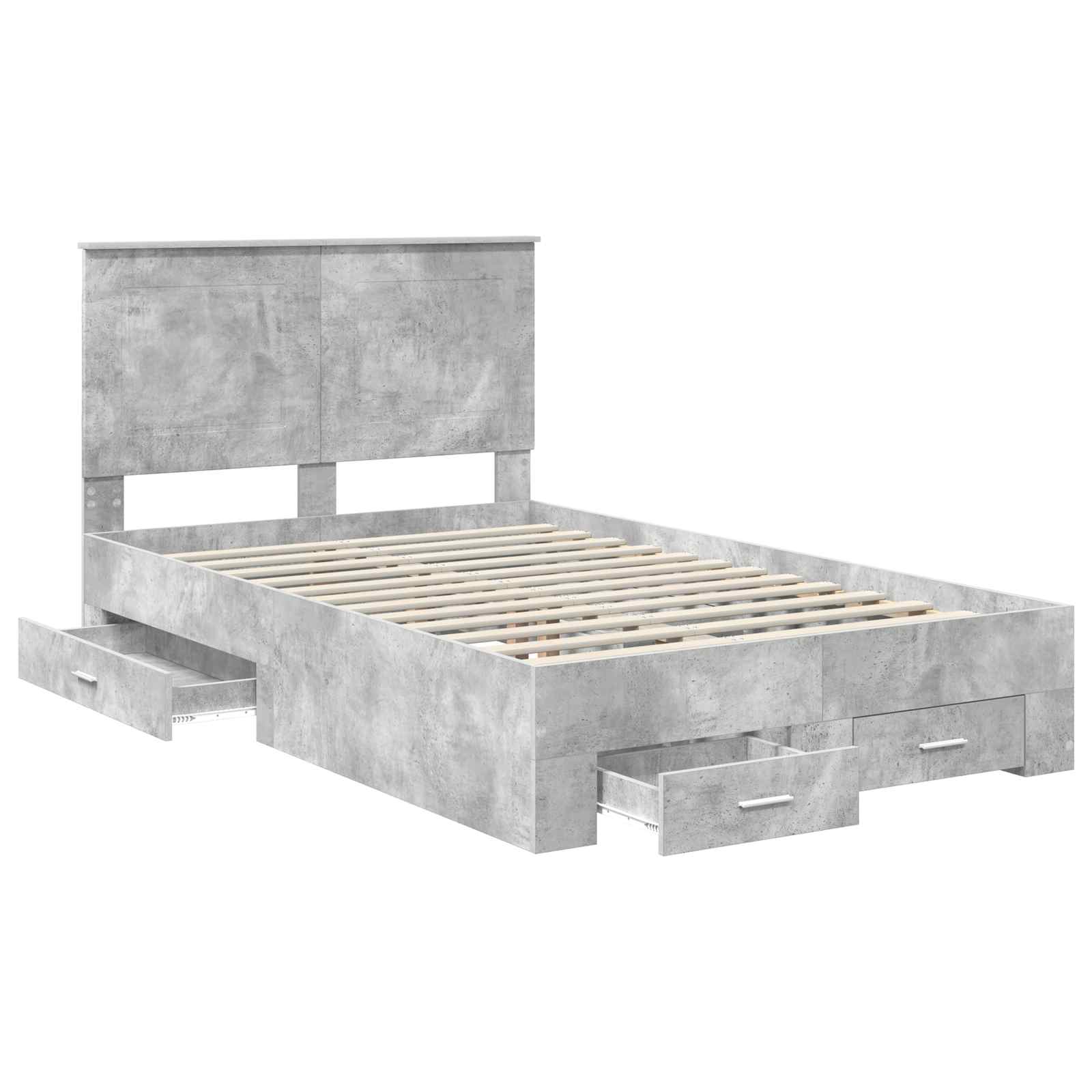 Cadre de lit Gris béton 135 x 190 cm Bois d'ingénierie - XIOS