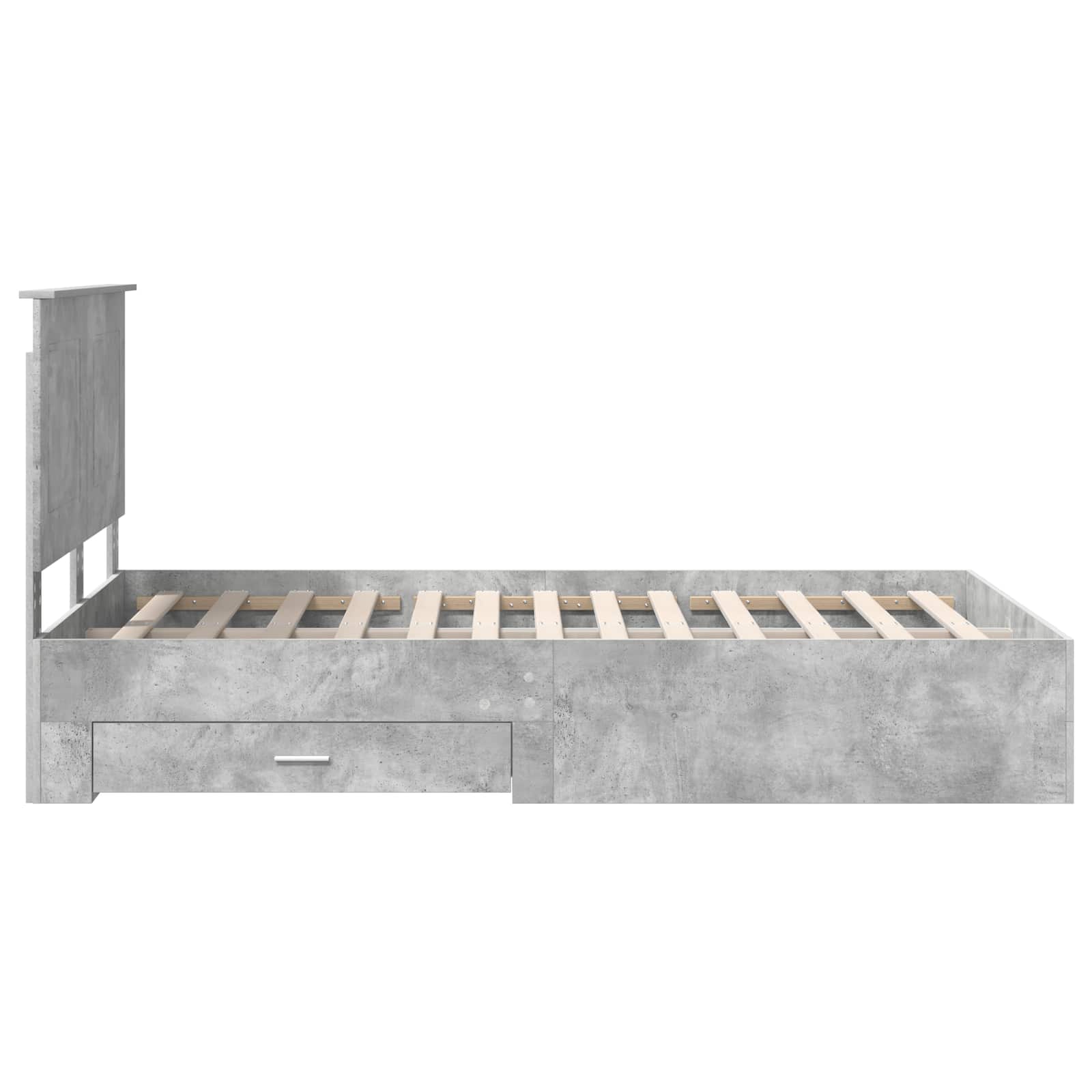 Cadre de lit Gris béton 135 x 190 cm Bois d'ingénierie - XIOS
