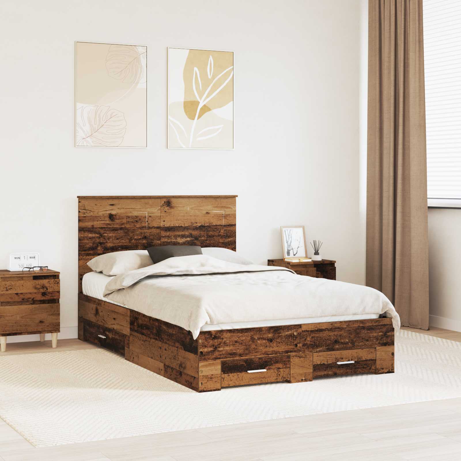 Cadre de lit Bois ancien 120 x 190 cm Bois d'ingénierie - XIOS