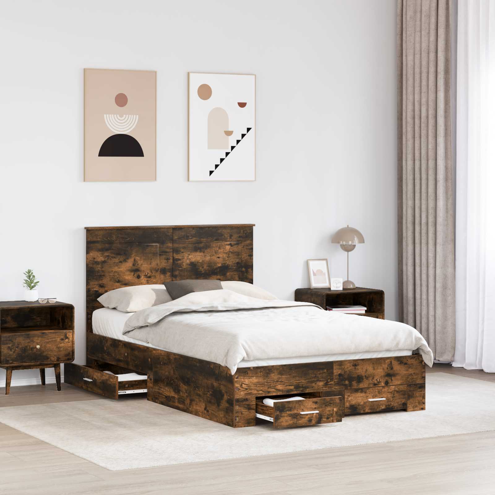 Cadre de lit Chêne fumé 120 x 200 cm Bois d'ingénierie - XIOS