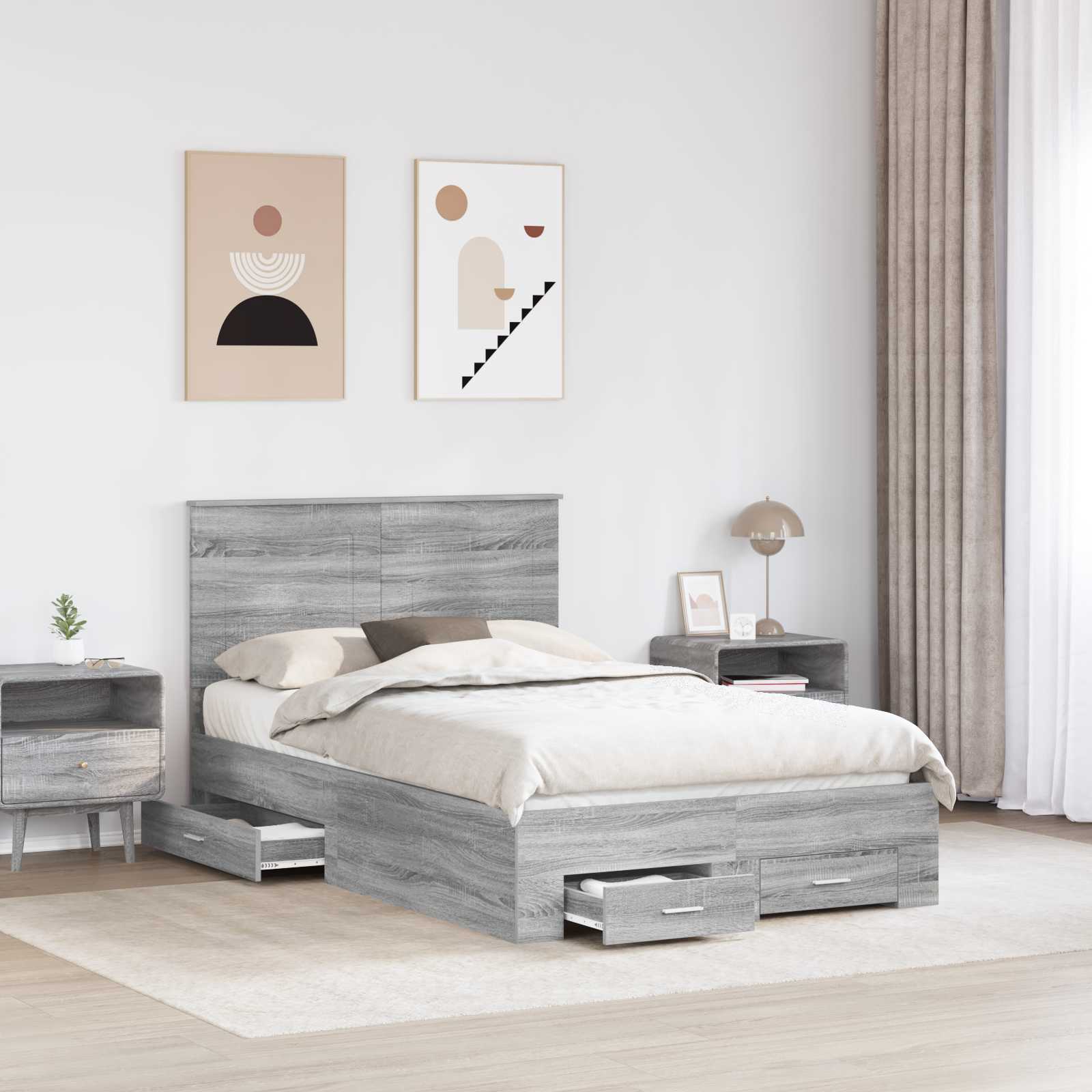 Cadre de lit Gris Sonoma 120 x 200 cm Bois d'ingénierie - XIOS