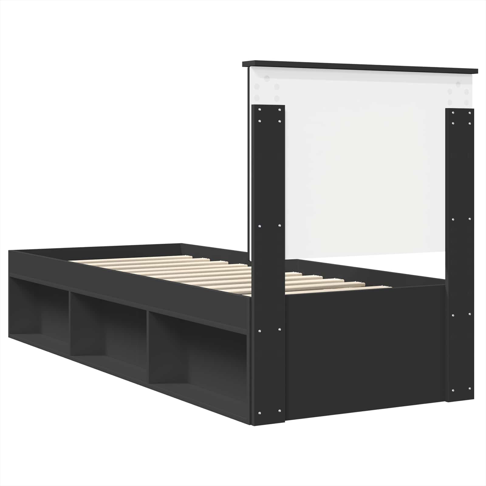 Cadre de lit Noir et argent 100 x 200 cm Bois d'ingénierie - XIOS