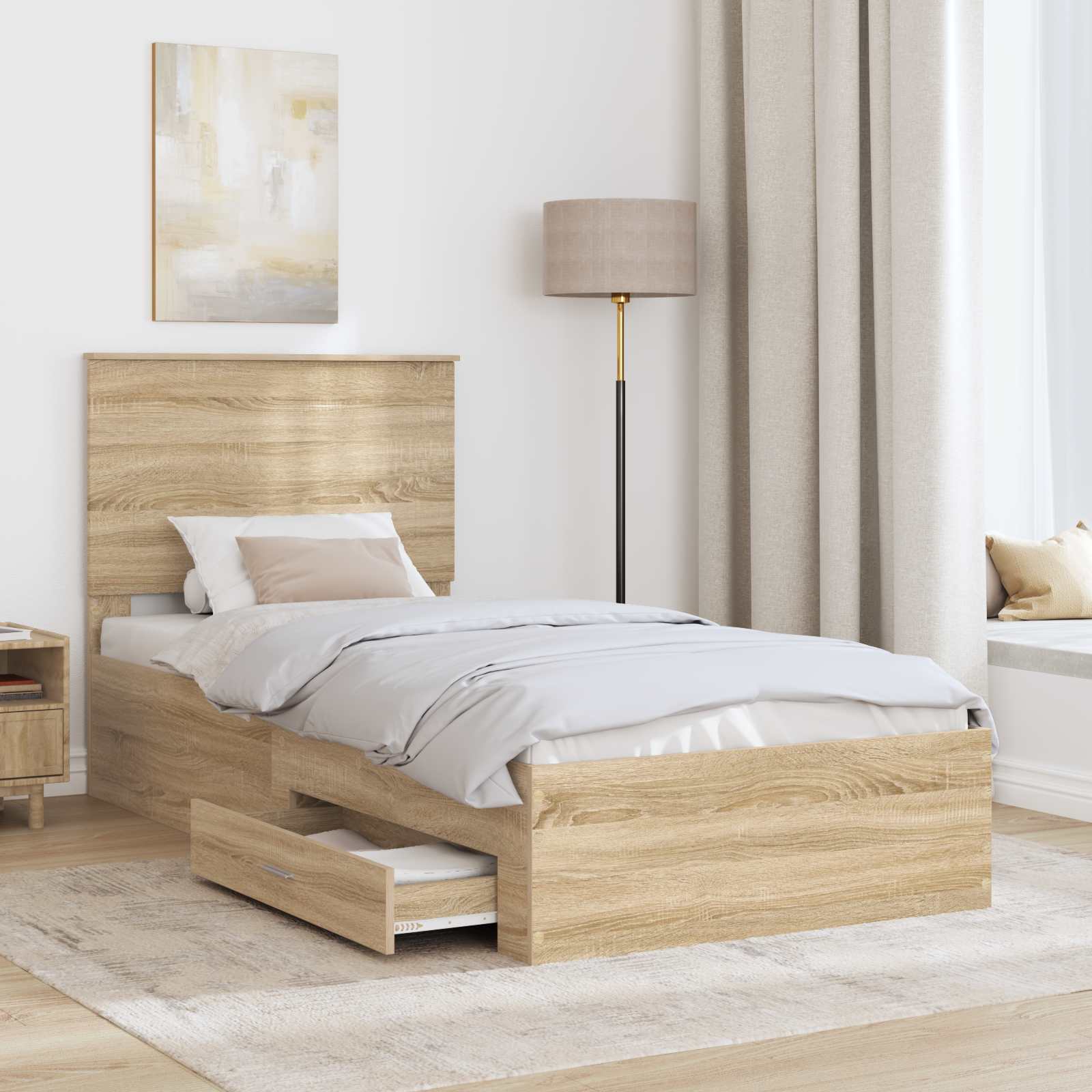 Cadre de lit Chêne Sonoma 100 x 200 cm Bois d'ingénierie - XIOS