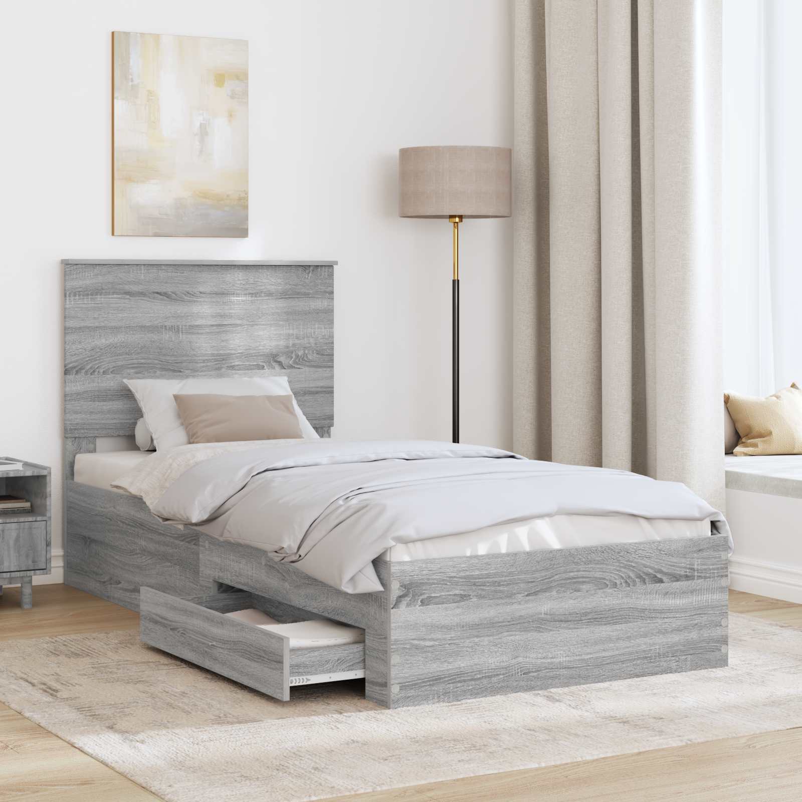 Cadre de lit Gris Sonoma 100 x 200 cm Bois d'ingénierie - XIOS