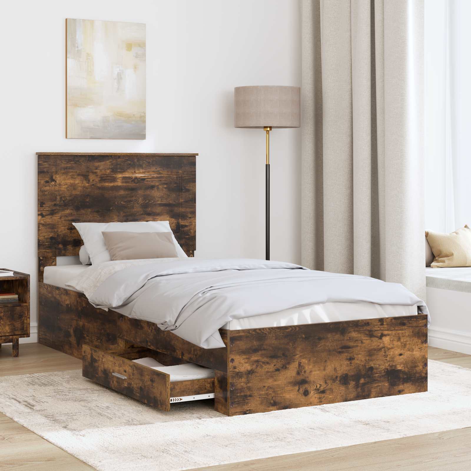 Cadre de lit Chêne fumé 90 x 190 cm Bois d'ingénierie - XIOS
